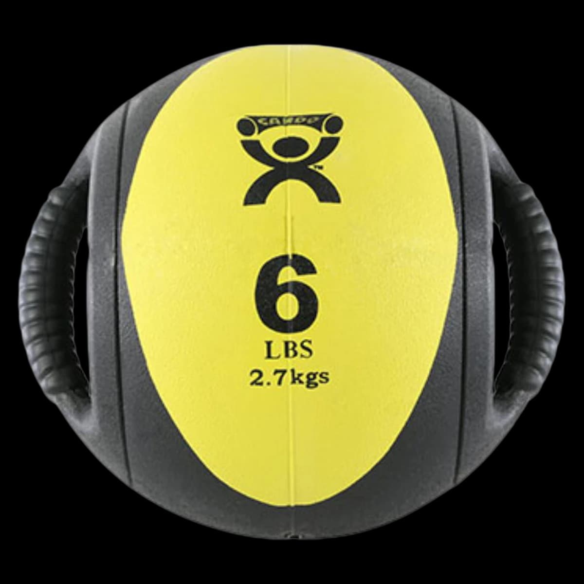 CanDo Dual Handle Medicine Ball, 9" Diameter, Yellow, 6 lb - Medicine Ball Dual Hndl Can-Do - Image 1