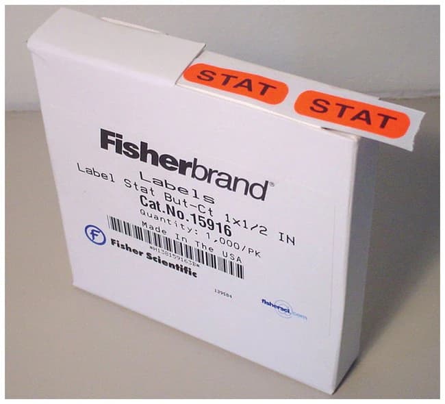 STAT Label, White, 1-1/2" x 3/8", Butt Cut, 1000/Package - Label Stat 1-1/2"x3/8" - Image 1