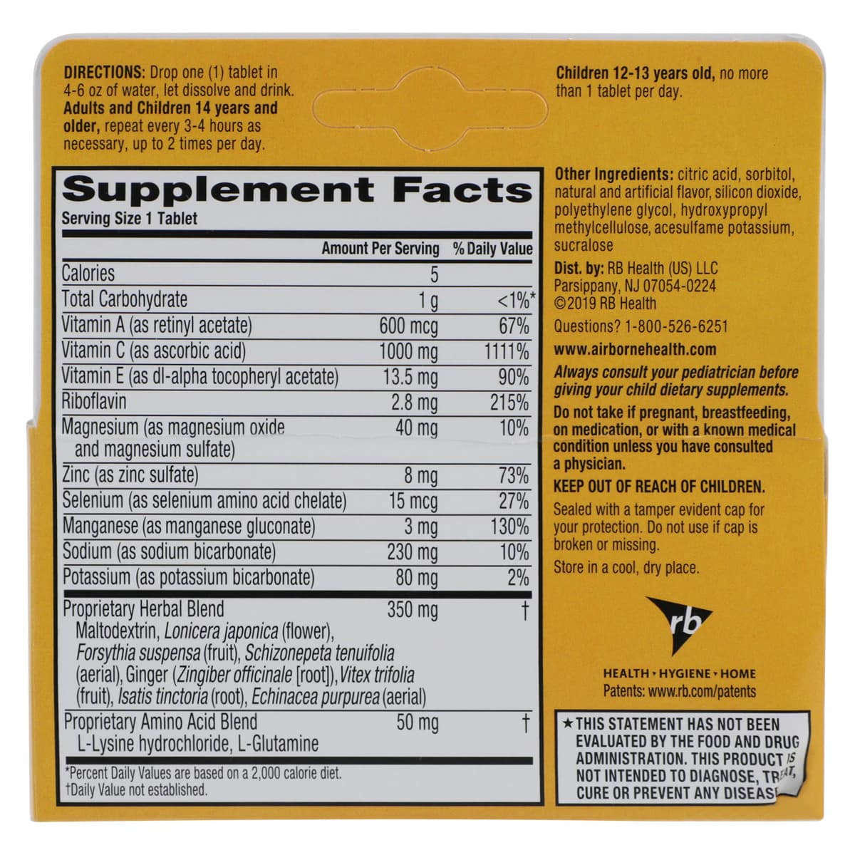 Airborne Effervescent Tablets, Zesty Orange, 10/Pack thumbnail 7