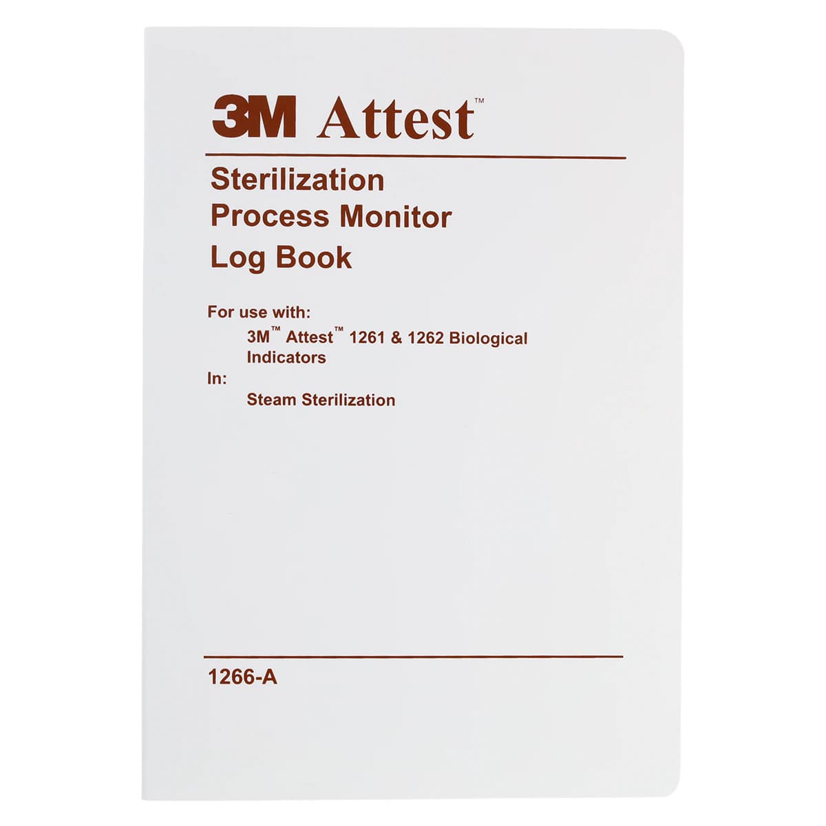 3M Attest Monitoring Log Book for Steam Sterilizers, 1266-A, Each - Record Book, 1266-A - Image 1