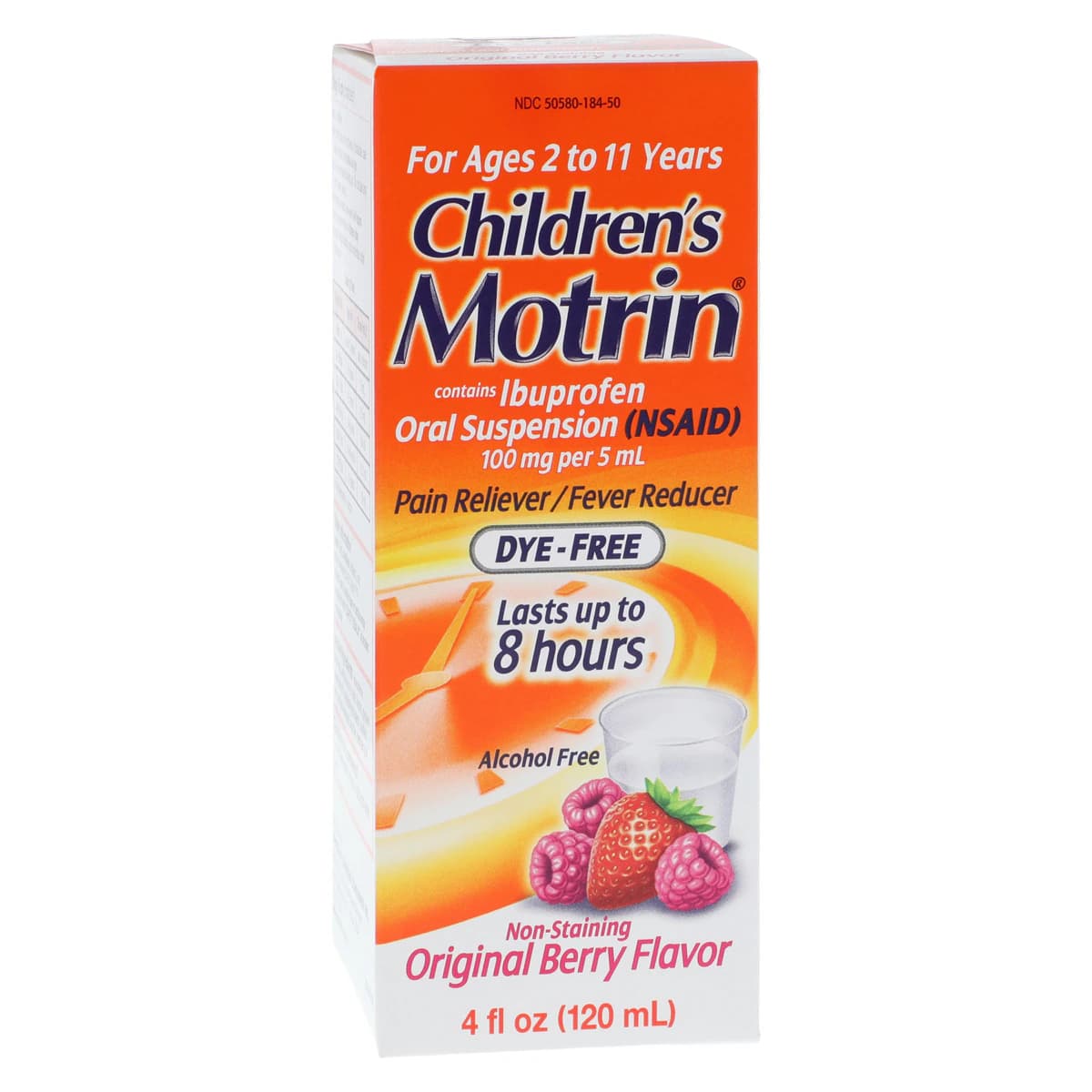 Motrin Children's Dye-Free Berry Suspension, 100mg/5mL, 4 fl oz Bottle - Motrin Child Dye-Free Berry - Image 1