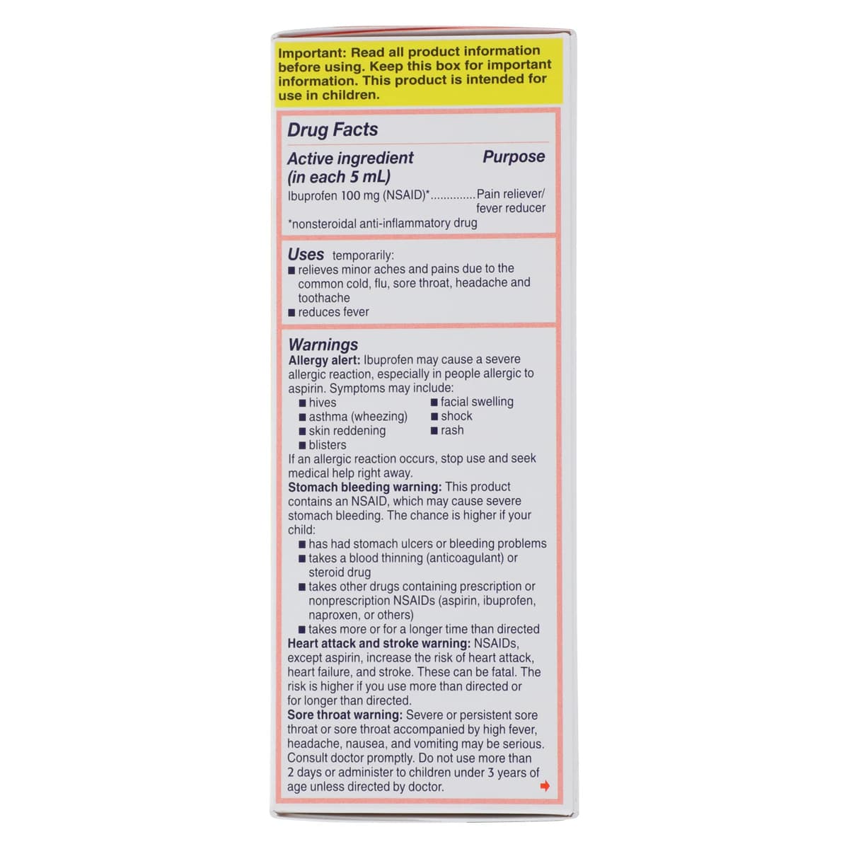Motrin Children's Dye-Free Berry Suspension, 100mg/5mL, 4 fl oz Bottle thumbnail 4