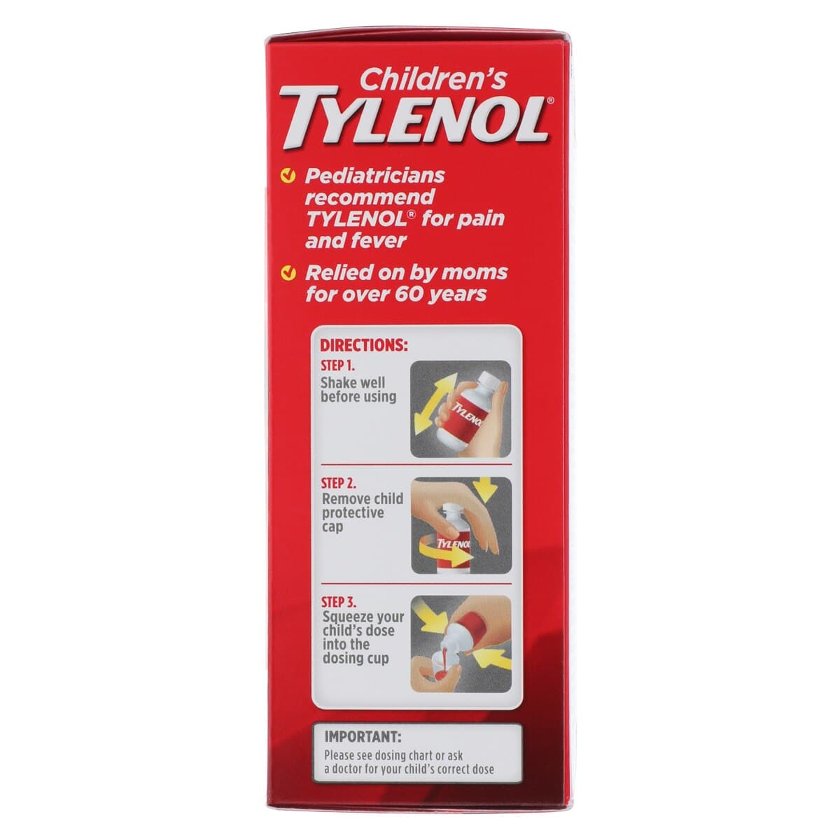 Tylenol Children's Liquid Suspension, Pain Reliever, 160mg/5mL, Cherry Blast, 4 oz Bottle thumbnail 4