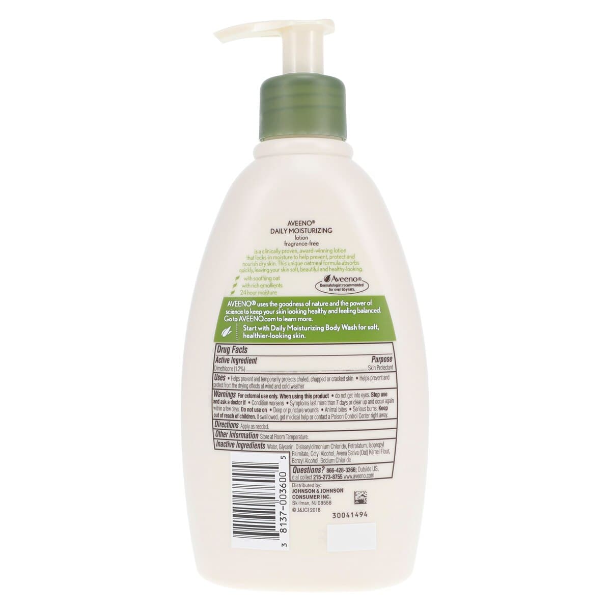 Aveeno Body Daily Moisturizing Lotion, Fragrance Free, Dimethicone, 12 oz/Bottle thumbnail 2