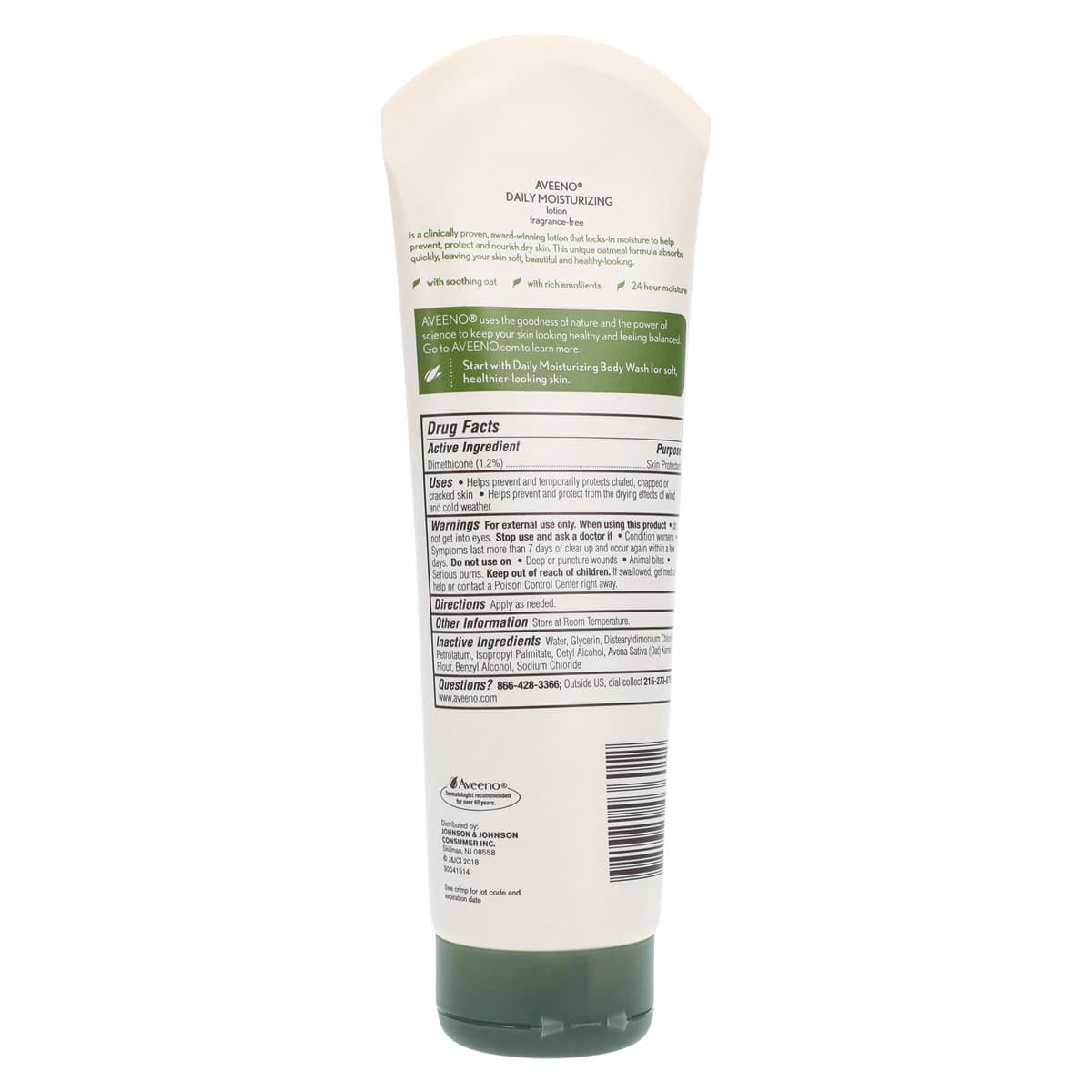 Aveeno Daily Moisturizing Lotion, Dimethicone, Fragrance Free, 8 oz Tube thumbnail 2