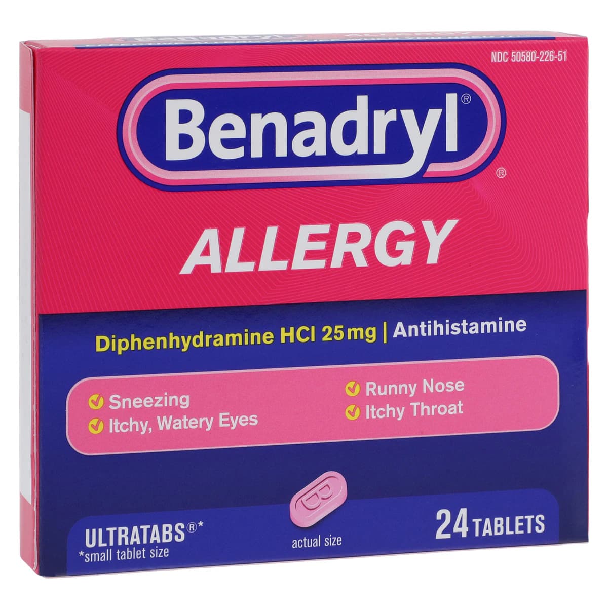 Benadryl Allergy Ultratab Tablets, 25mg, 24/Box - Benadryl Allergy Ultratab Tabs - Image 1