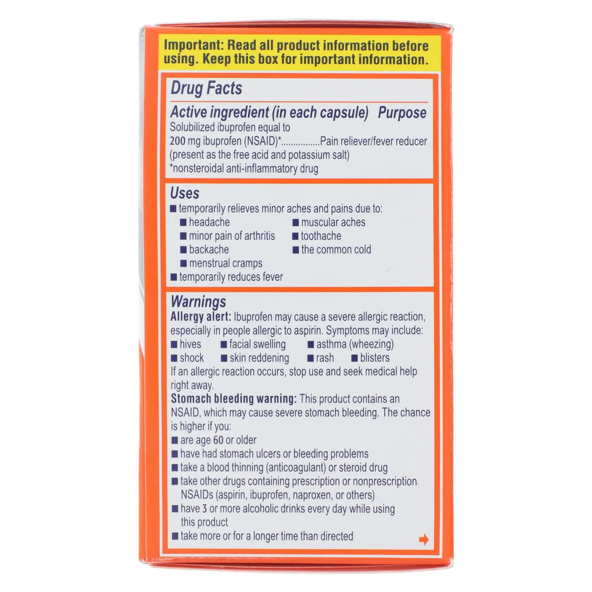 Motrin IB Liquid Gel Capsules, 200 mg, 80/Bottle thumbnail 3