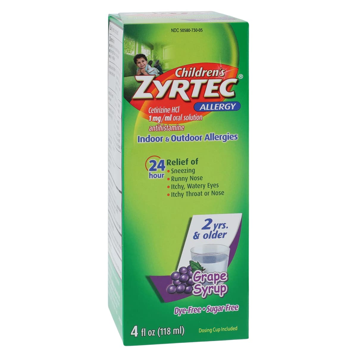 Zyrtec Children's Allergy Syrup, 1 mg/mL, 4 oz Bottle - Zyrtec Child DF/SF Syrup - Image 1