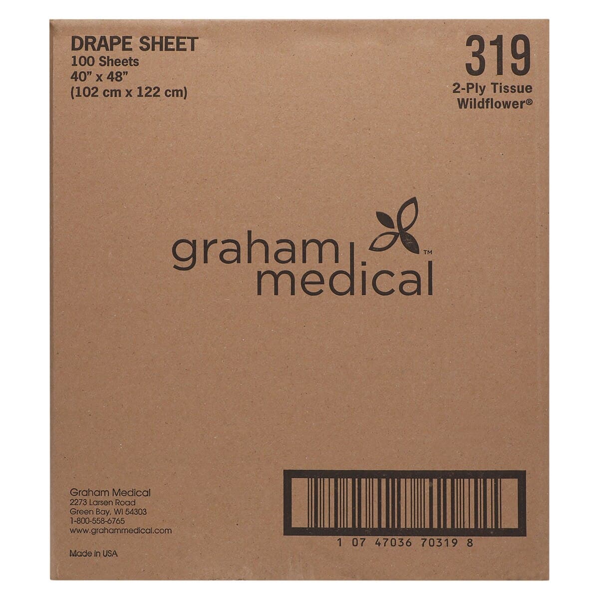 Graham Medical Exam Drape Sheet, 2-Ply Tissue, 40 in x 48 in, Non-Sterile, Wildflower, 100/Case thumbnail 3