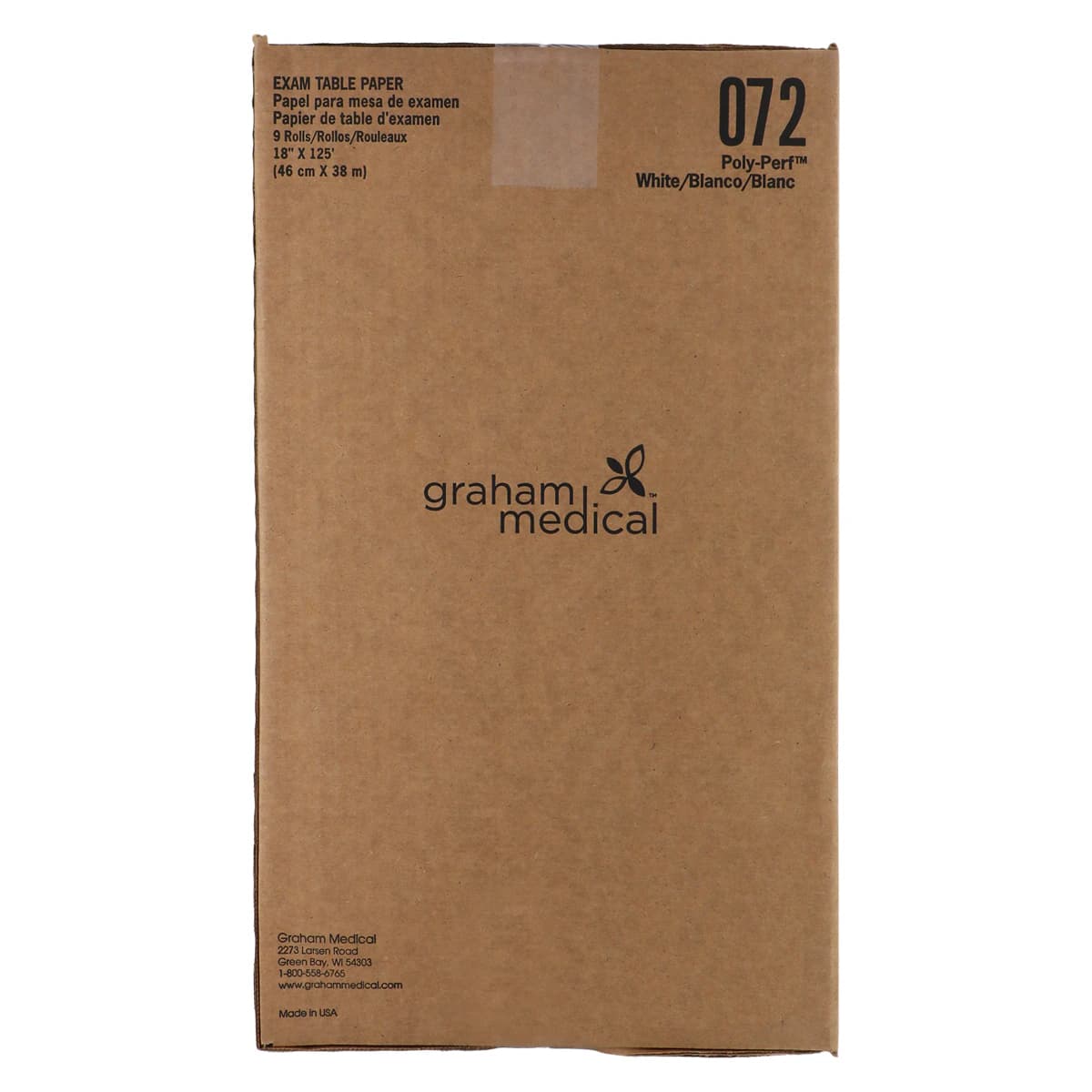 Graham Medical Poly-Perf Exam Table Paper, Perforated, White, 18 in, 9 Rolls/Case thumbnail 3
