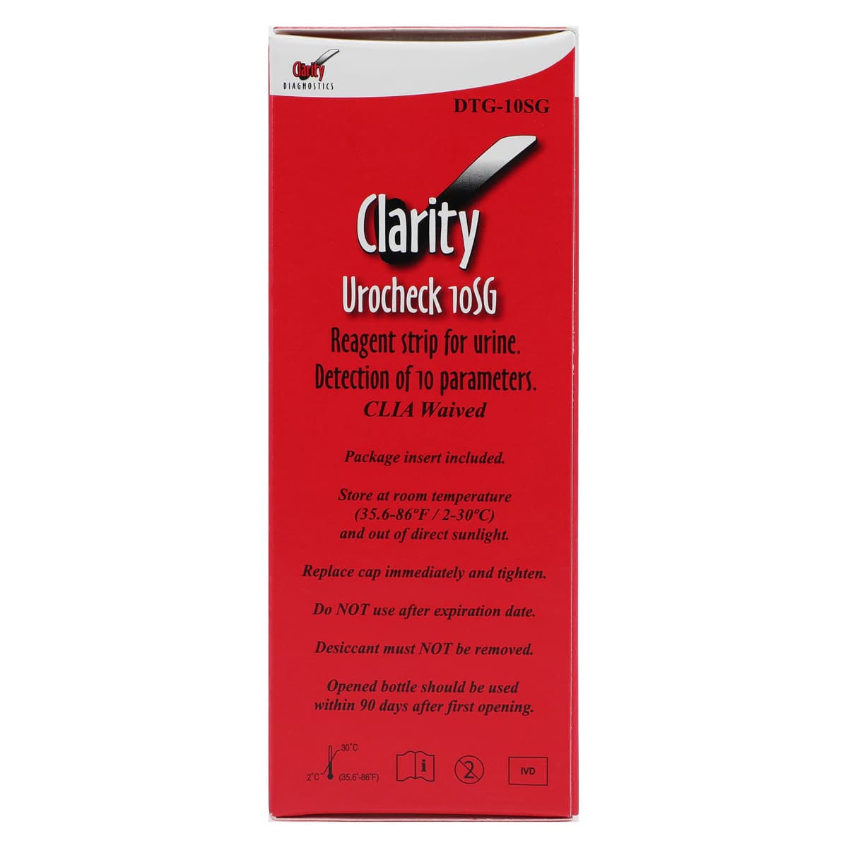 Clarity Urocheck 10 SG Urinalysis Test Strips, 10-Panel, CLIA Waived, 100/Box thumbnail 2