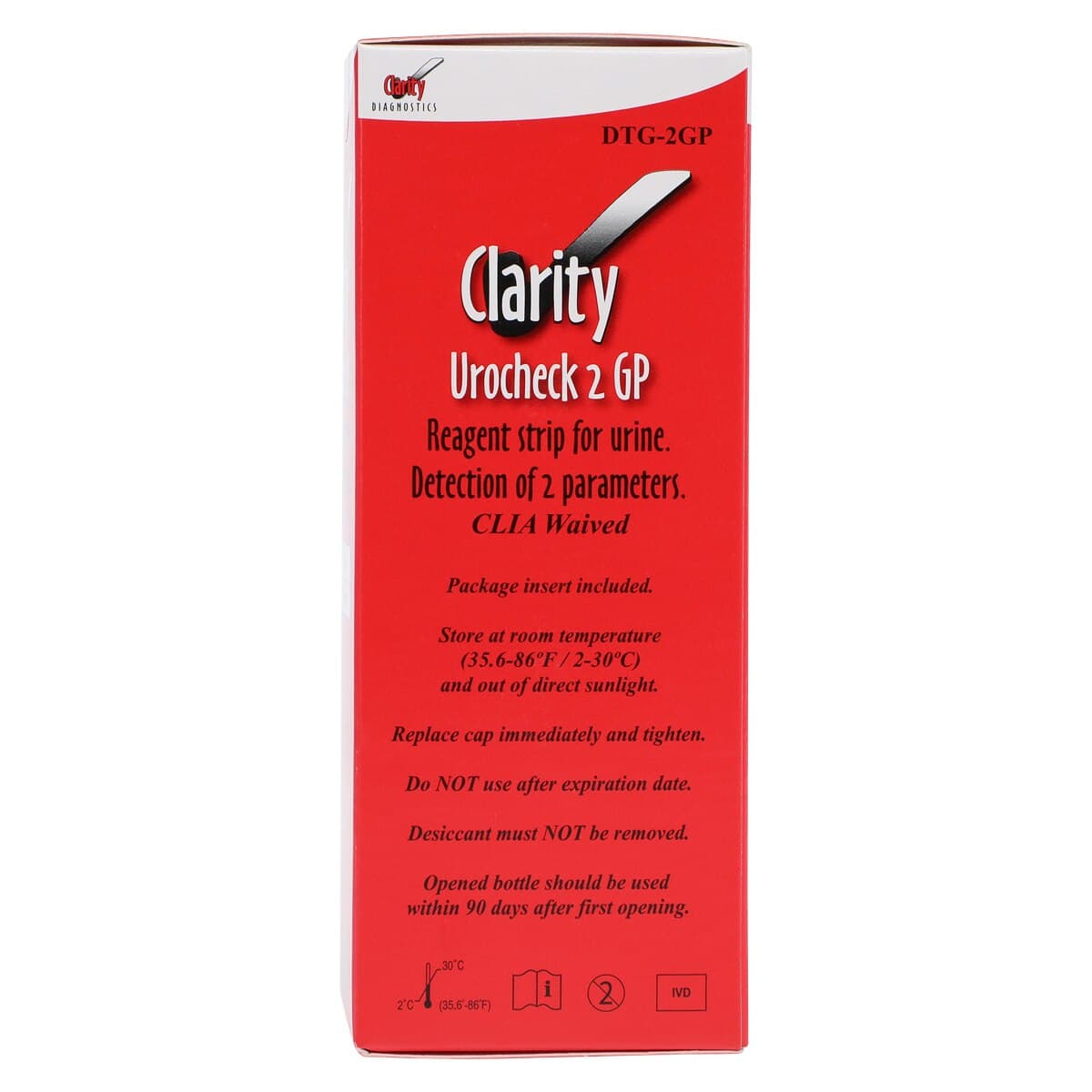 Clarity Urocheck 2 GP Urinalysis Test Strips, CLIA Waived, 100/Box thumbnail 2