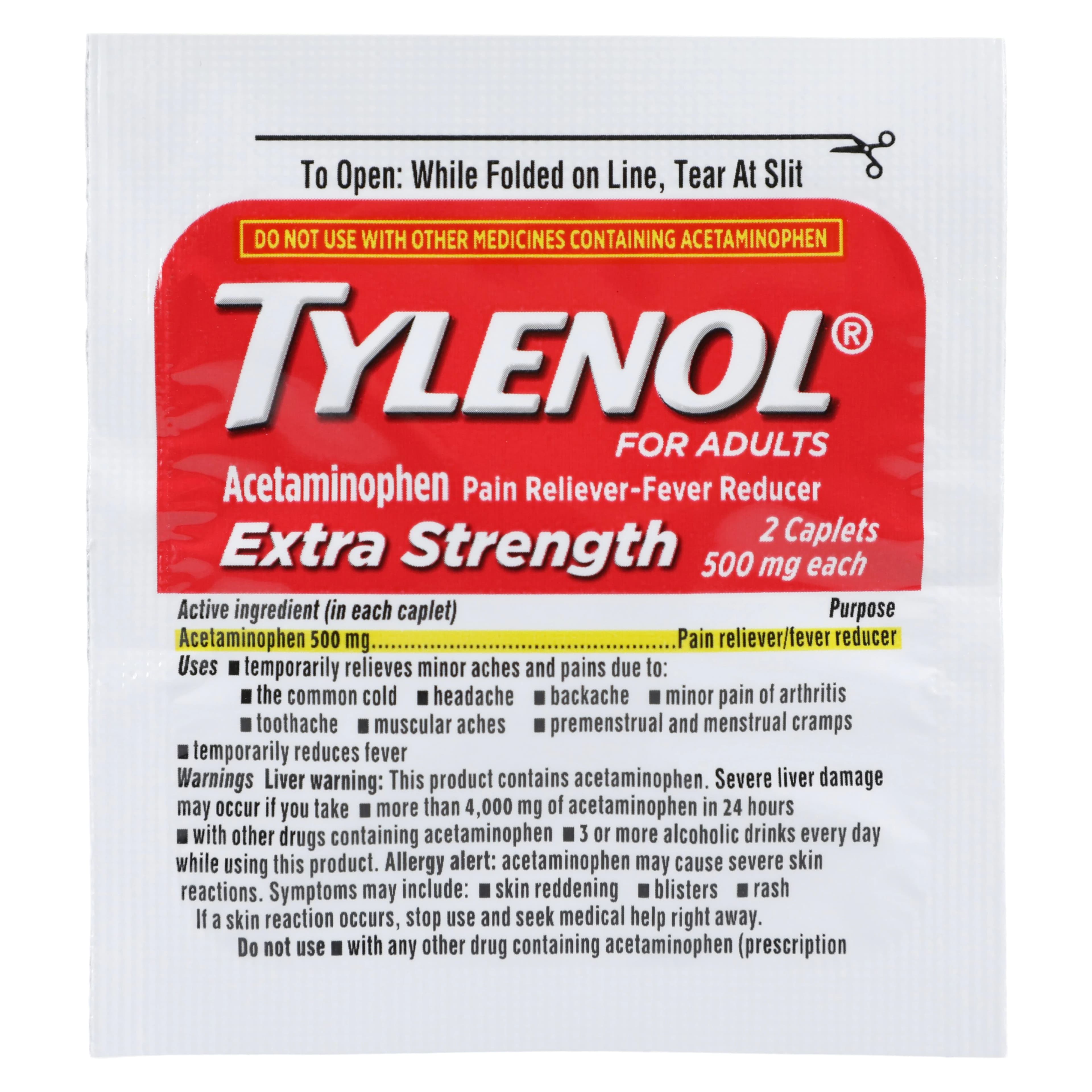 Tylenol Extra Strength Caplets, 500mg, Pain Reliever/Fever Reducer, 50x2/Box, Industrial Pack thumbnail 3