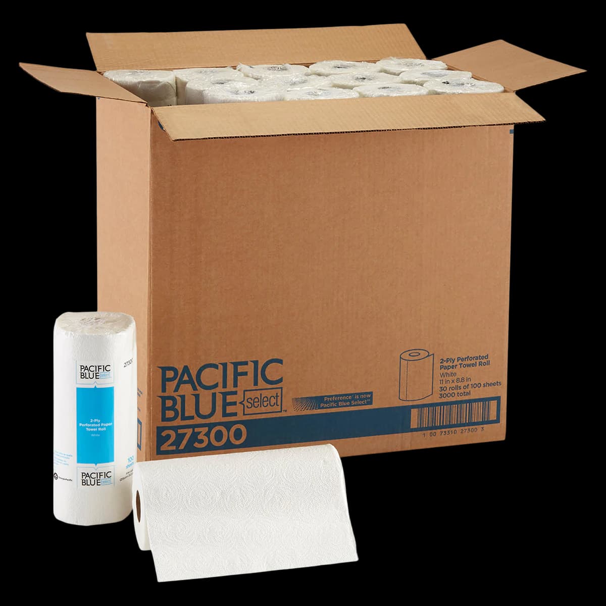 Pacific Blue Select Perforated Towel Roll, 2-Ply, Disposable Paper, 11 in x 8.8 in, White, 30/Case - Towels Drize 2-Ply - Image 1