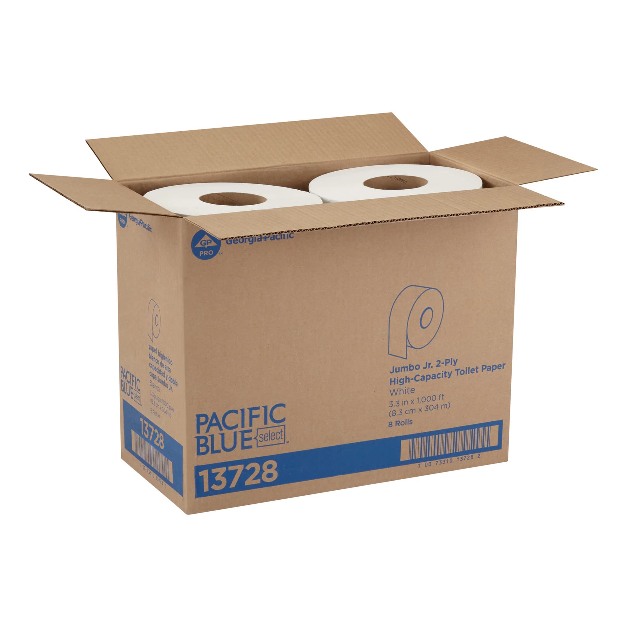 Acclaim Economical 2-Ply Jumbo Jr. Bathroom Tissue, White, 3.5" x 1000 ft, Case of 8 Rolls, Core Size 3.3" thumbnail 2