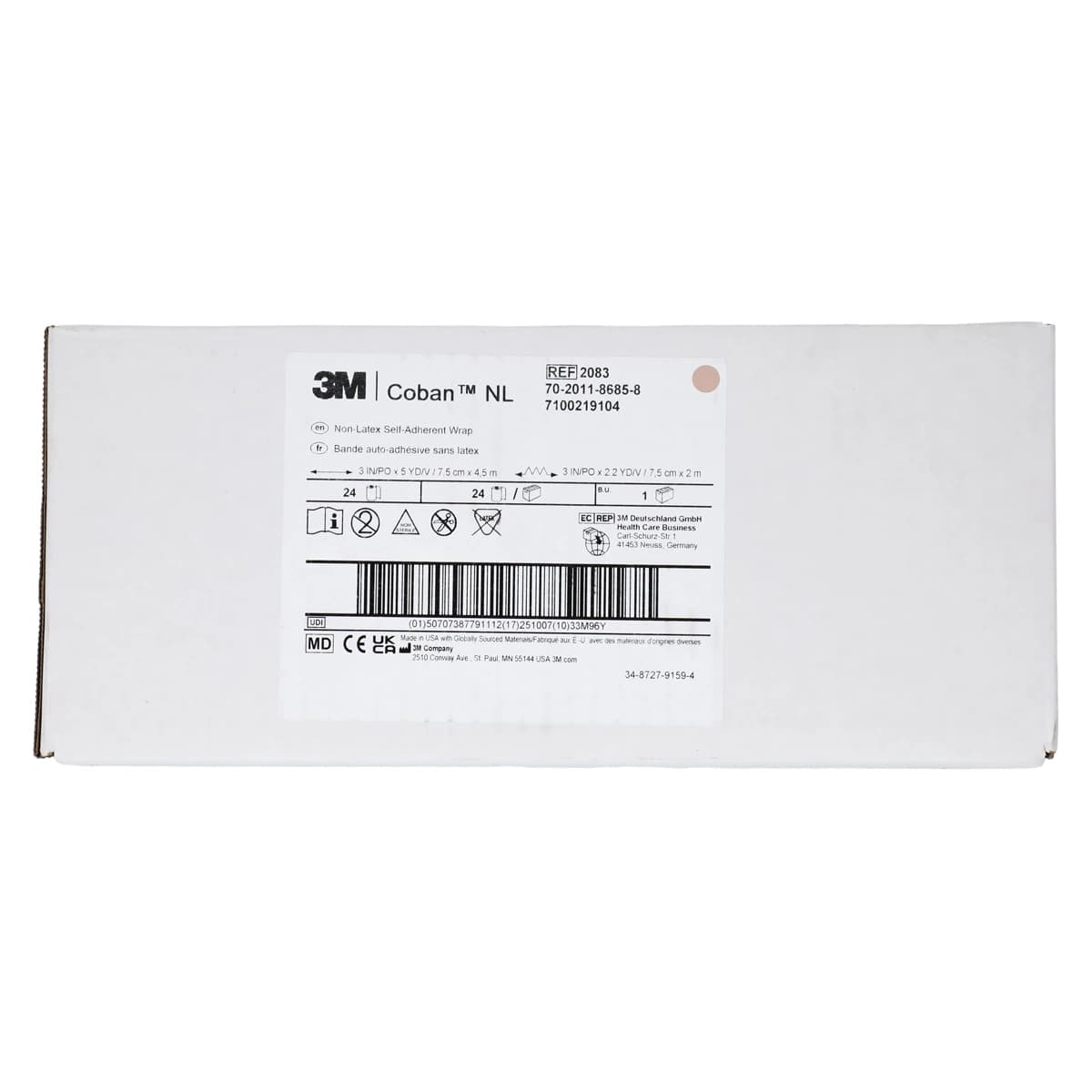 3M Coban LF Self-Adherent Wrap Bandage, 3" x 5 Yd, Tan, Non-Sterile, 24/Case thumbnail 2