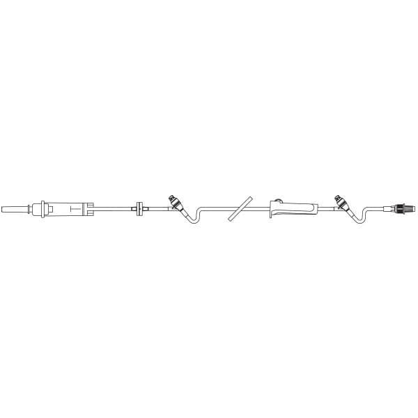 Baxter Continu-Flo IV Solution Set, 10 Drops/mL, 112" PVC, Male Luer Lock Adapter, Roller/Slide Clamp, 2 Clearlink Luer Activated Valves, Sterile, Latex-Free, 48/Case - Prim Set Cont Flow Pvc 2 - Image 1