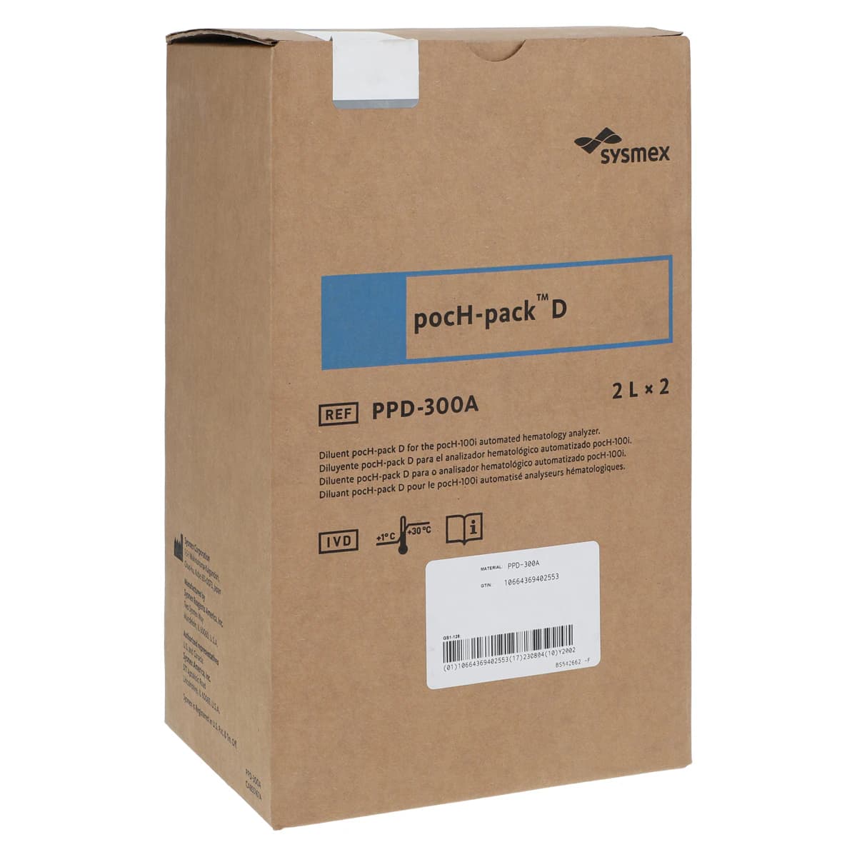 Sysmex Poch-Pack D Diluent, 2 Liter, 2/Box - Poch-Pack D 2 Liter - Image 1