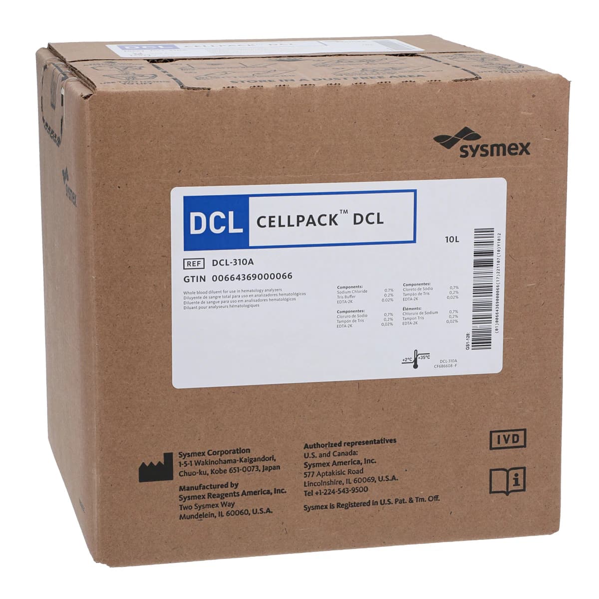 Sysmex Cellpack DCL Diluent 10L for XN Series Analyzer - Cellpack DCL 10L - Image 1
