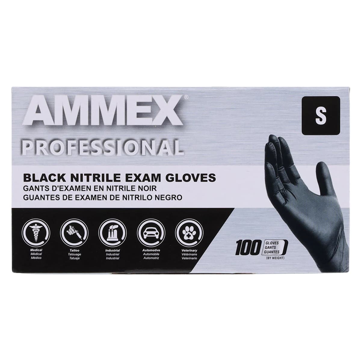 Ammex Black Nitrile Exam Gloves, Powder Free, Non-Sterile, Small, 100/Box thumbnail 8