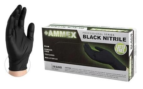 Ammex Black Nitrile Exam Gloves, Powder Free, Non-Sterile, Small, 100/Box thumbnail 2