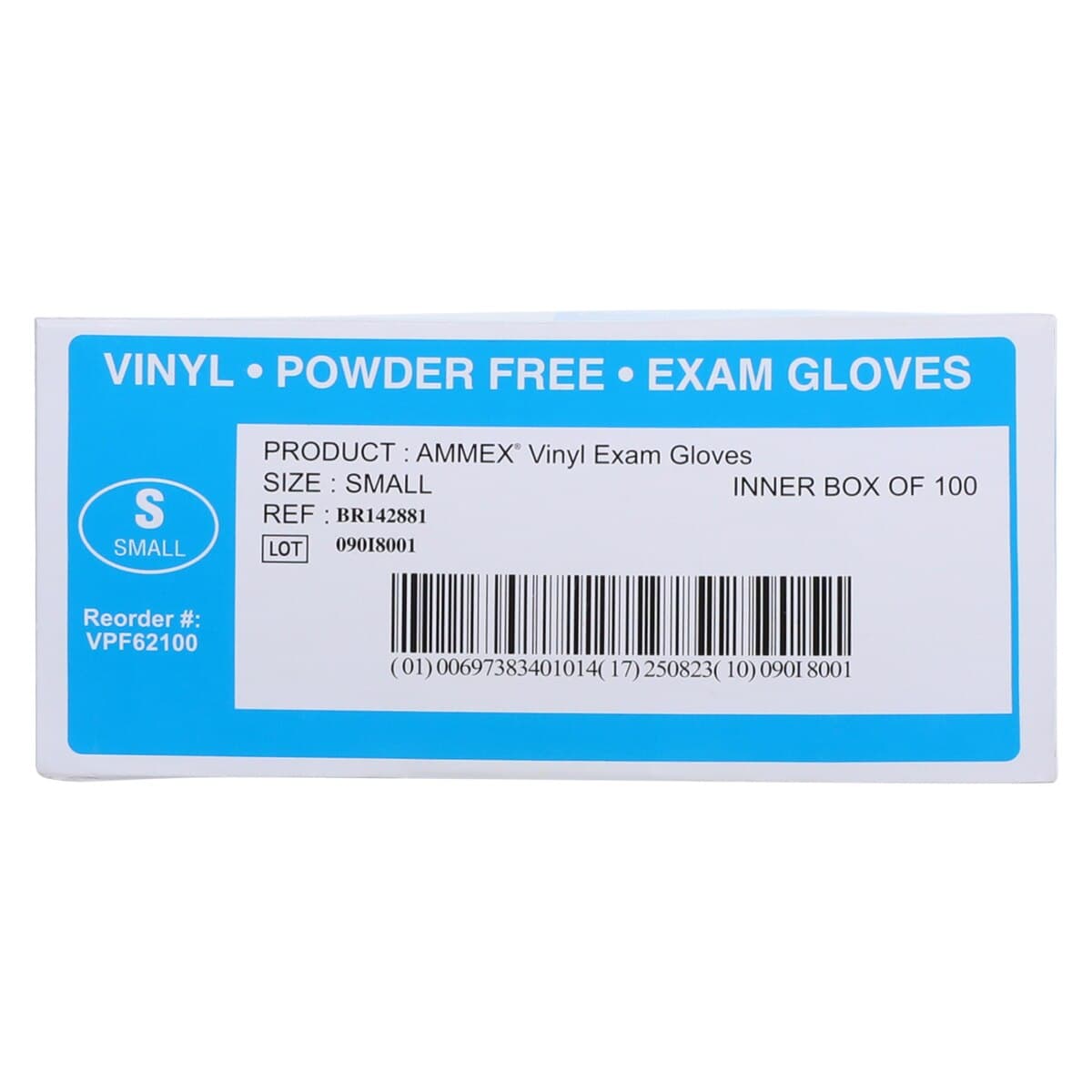Ammex Vinyl Exam Gloves, Powder Free, Non-Sterile, Small, Clear, 100/Box thumbnail 7