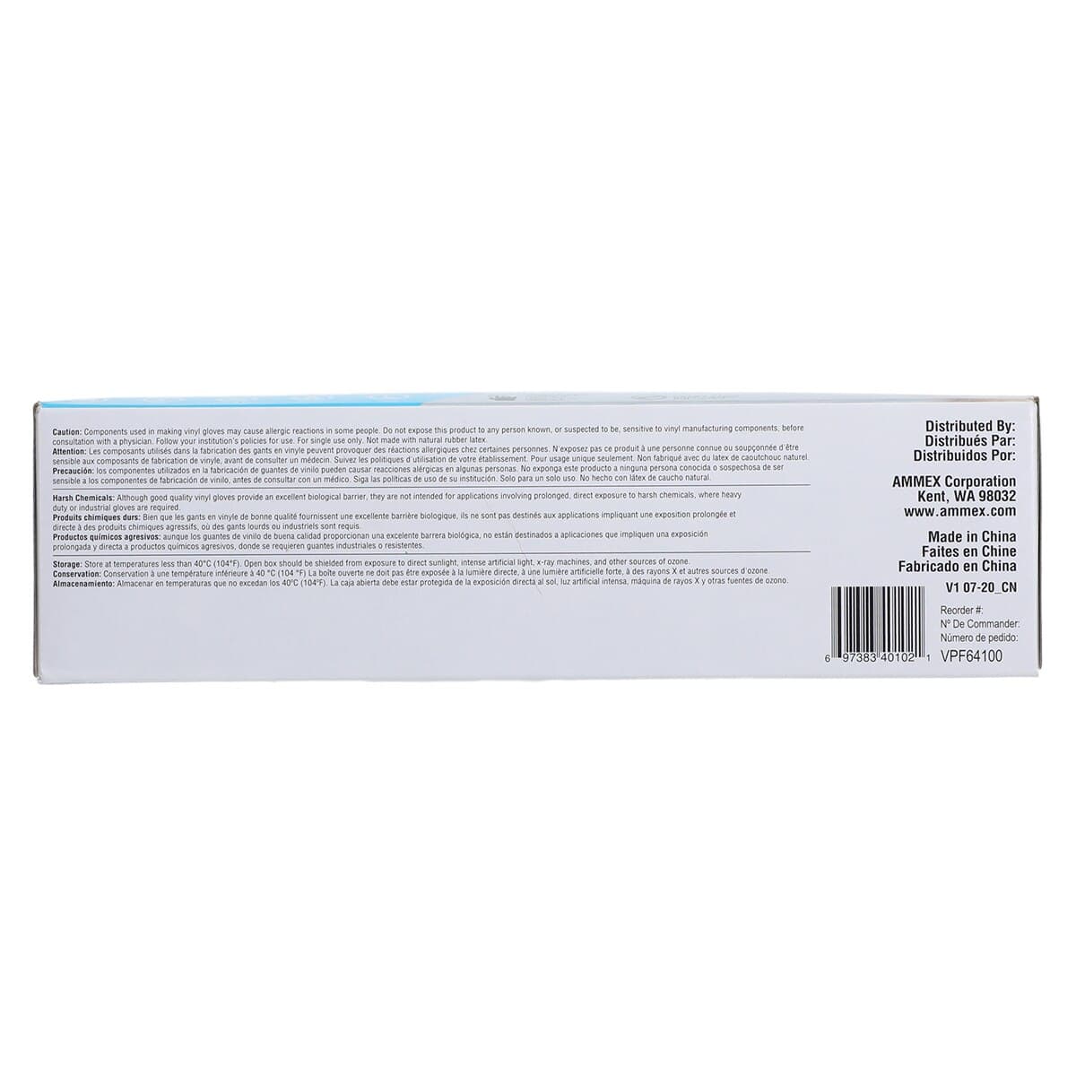 +Ammex Vinyl Exam Gloves, Powder Free, Non-Sterile, Medium, Clear, 100/Box thumbnail 8