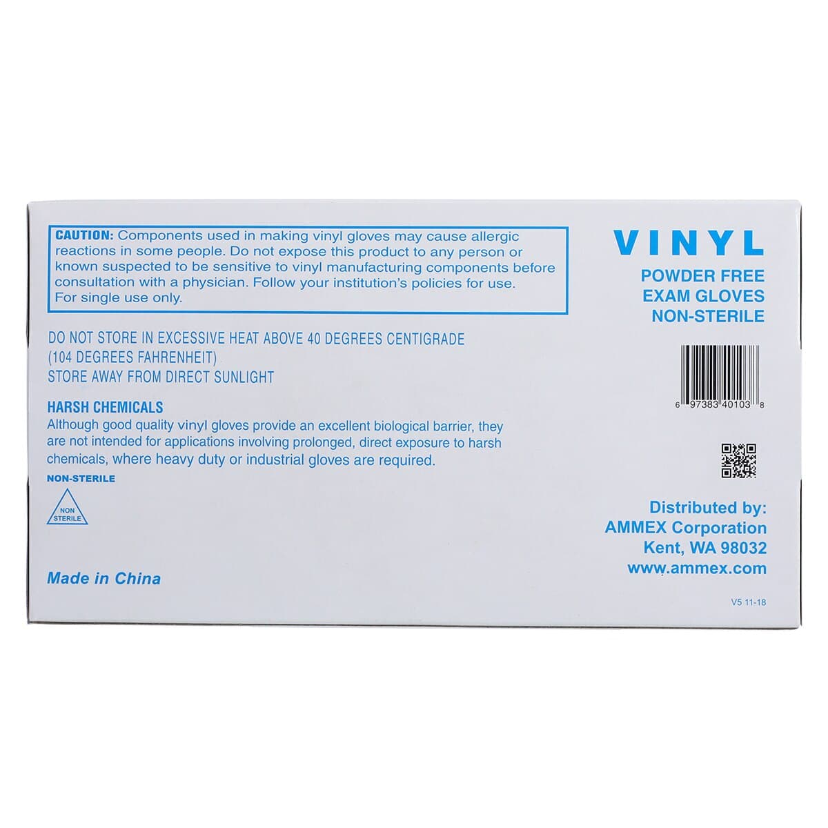 +Ammex Vinyl Exam Gloves, Powder Free, Non-Sterile, Large, Clear, 100/Box thumbnail 8