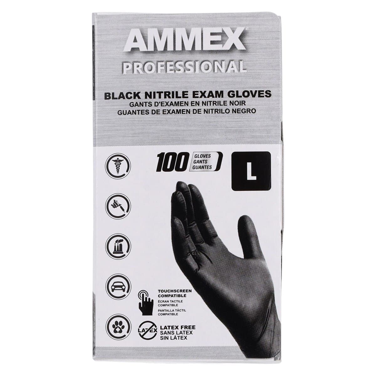 Ammex Black Nitrile Exam Gloves, Powder Free, Non-Sterile, Large, 100/Box thumbnail 7