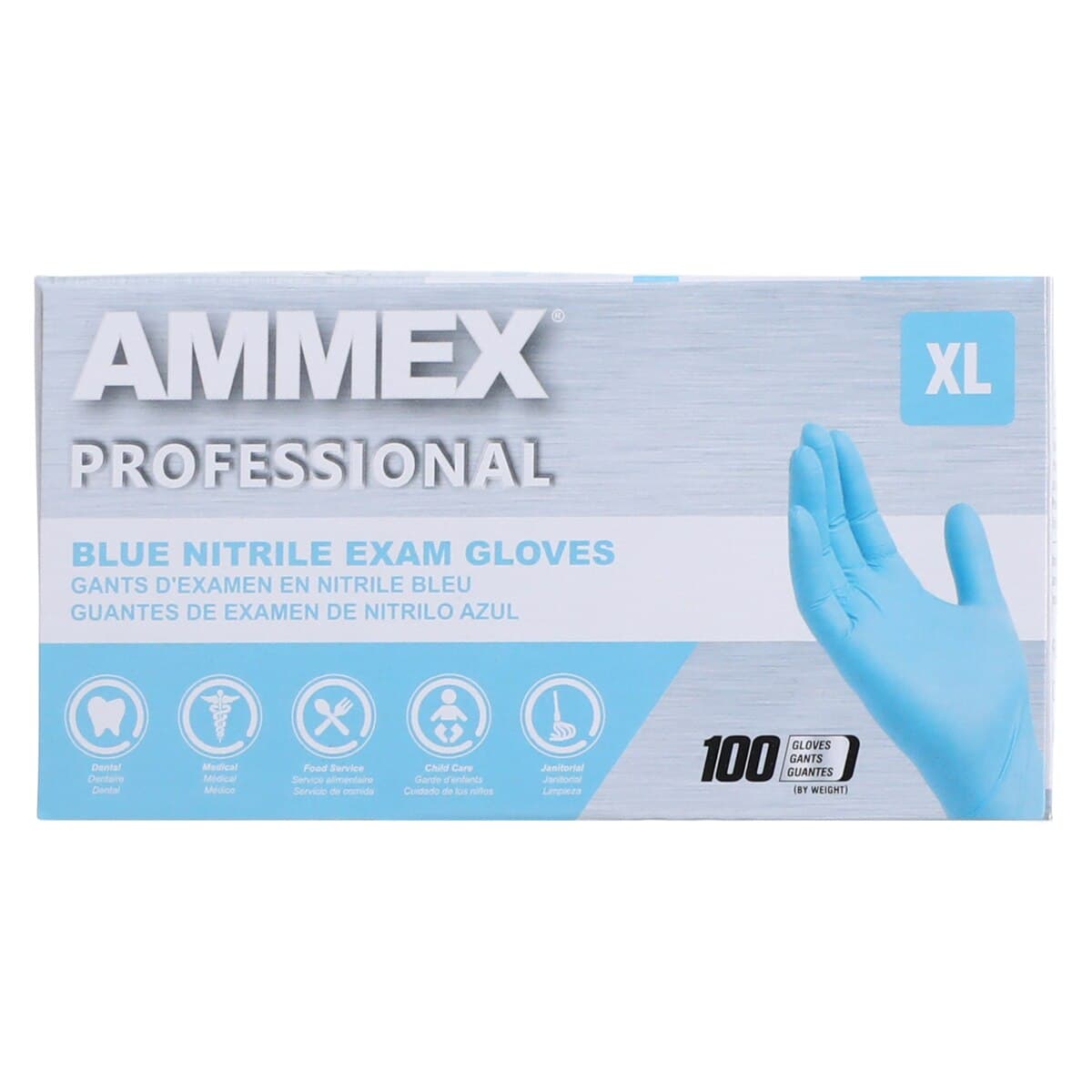+AMMEX Nitrile Exam Gloves, Powder Free, Non-Sterile, Extra Large, Blue, 100/Box thumbnail 7