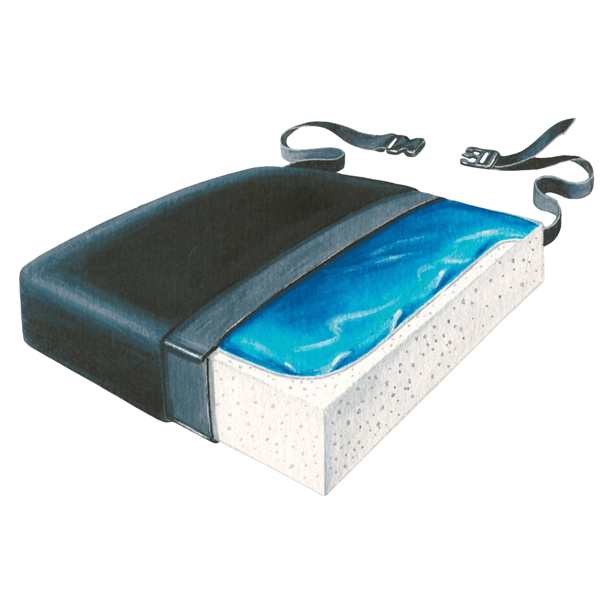 Skil-Care Thin-Line Gel Overlay Cushion for Wheelchair with Cover - Cushion Gel W/cover - Image 1