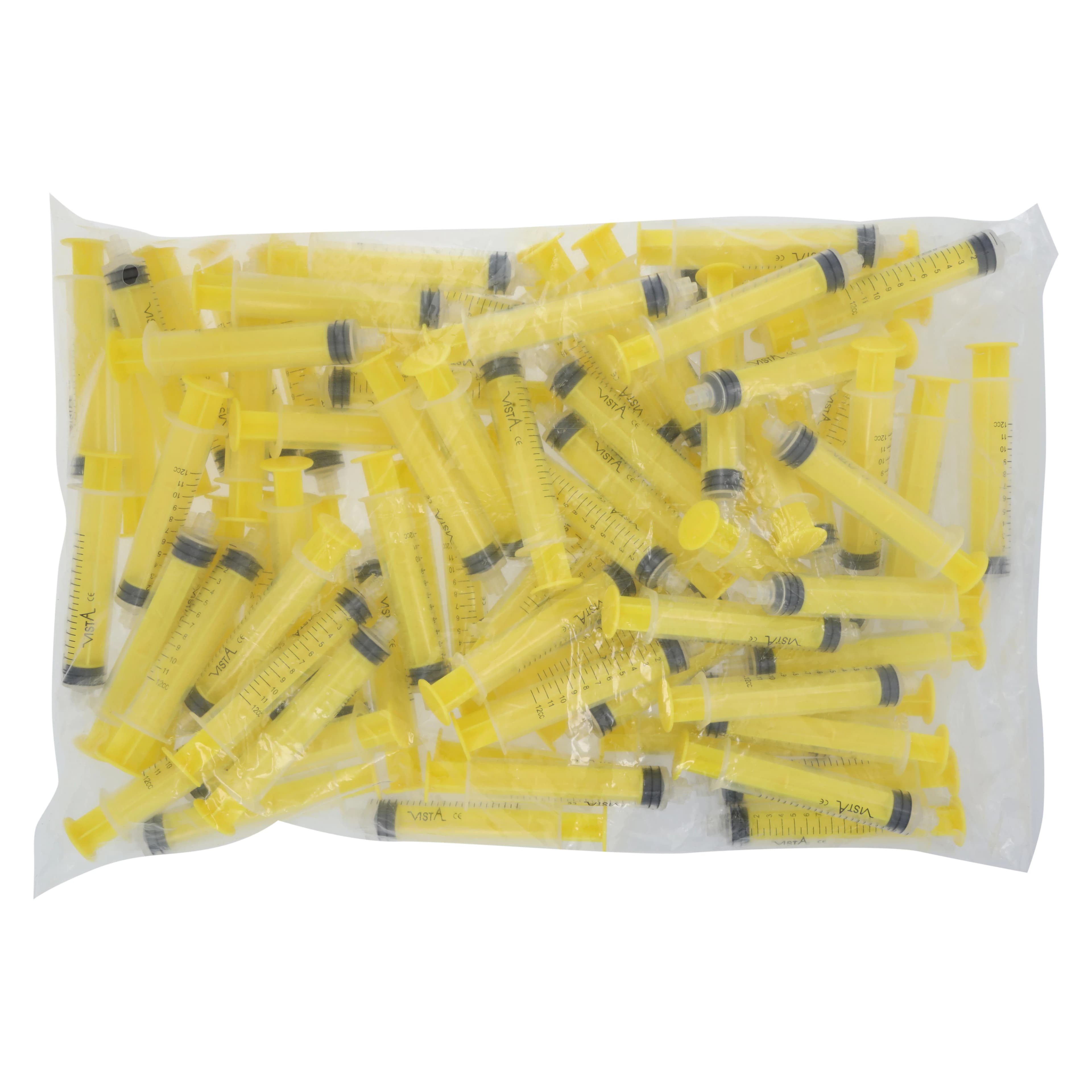 Vista Apex 12cc Irrigation Syringe, Luer Lock Tip, Yellow, Autoclavable, Non-Sterile, 80/Box thumbnail 2