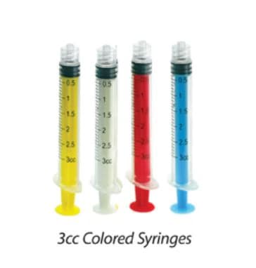 Vista Apex Colored Luer Lock Syringes, 3 cc, Red, 12/Case - Colored Luer Lock Syringes - Image 1