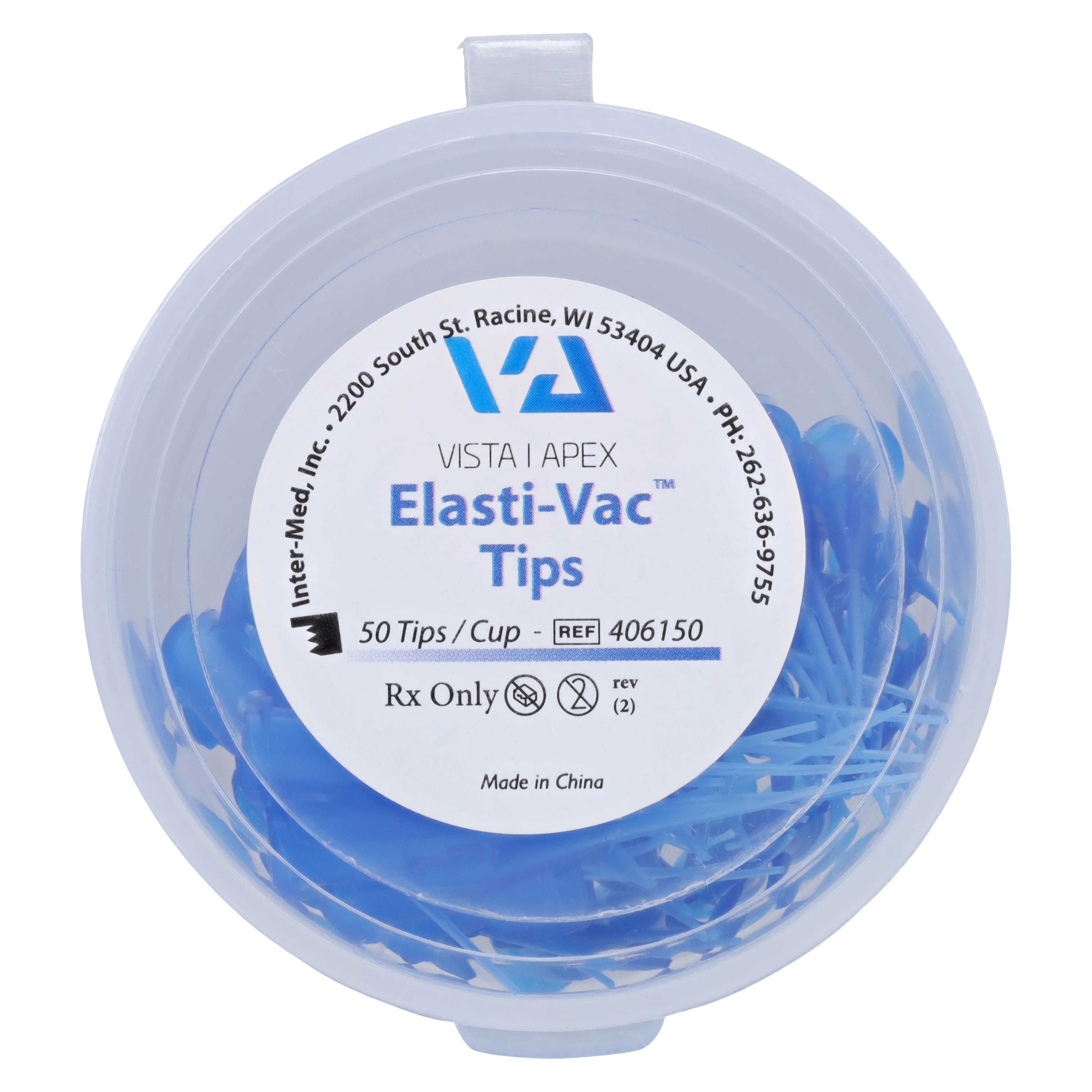 Vista Apex Elasti-Vac Flexible Micro-Suction Tips, Blue, Luer Lock, 50/Pk, 406150 thumbnail 4