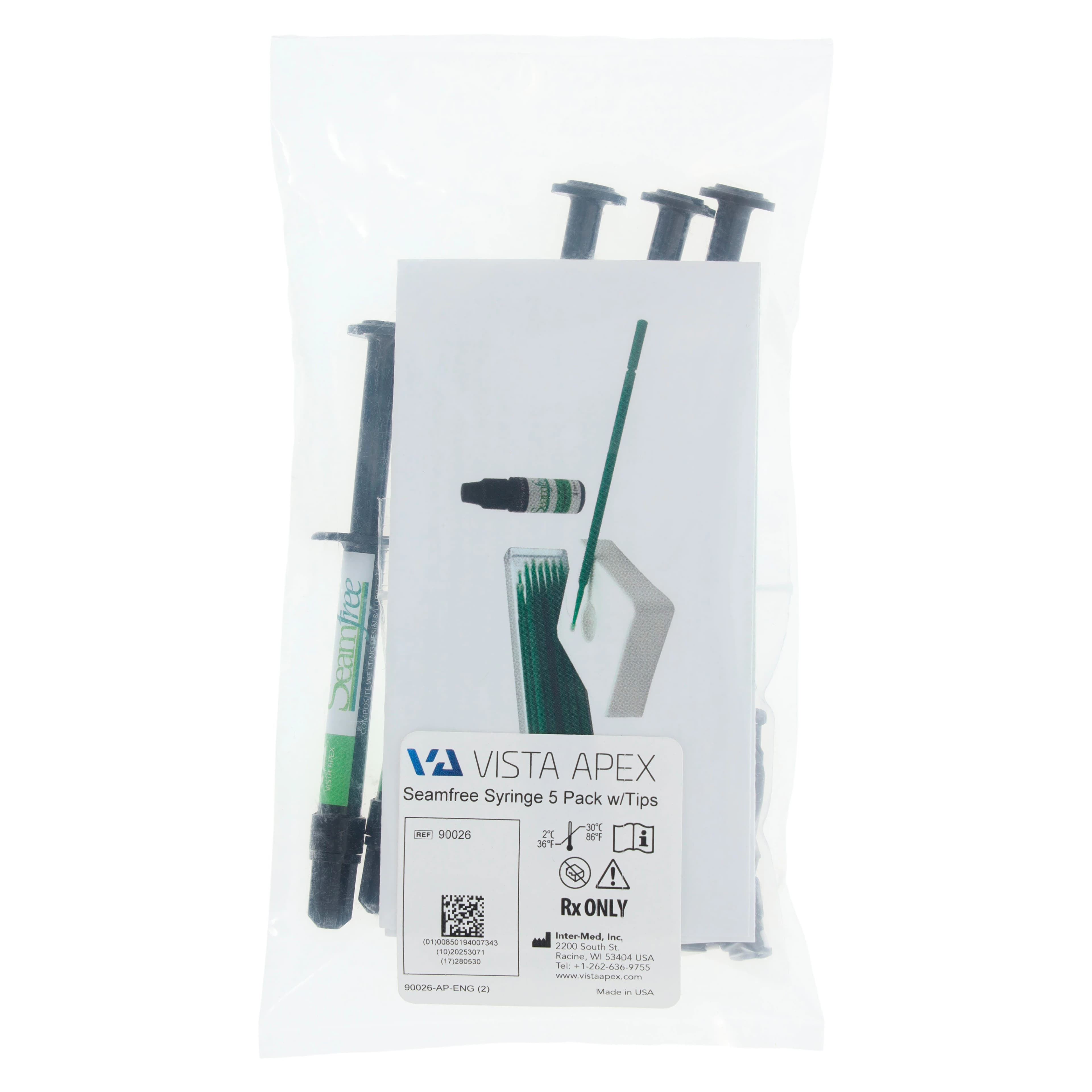 Vista Apex Seamfree Composite Wetting Resin and Lubricant Syringe Kit, 1.2 mL, 5 Syringes with 50 Tips, #90026 thumbnail 7