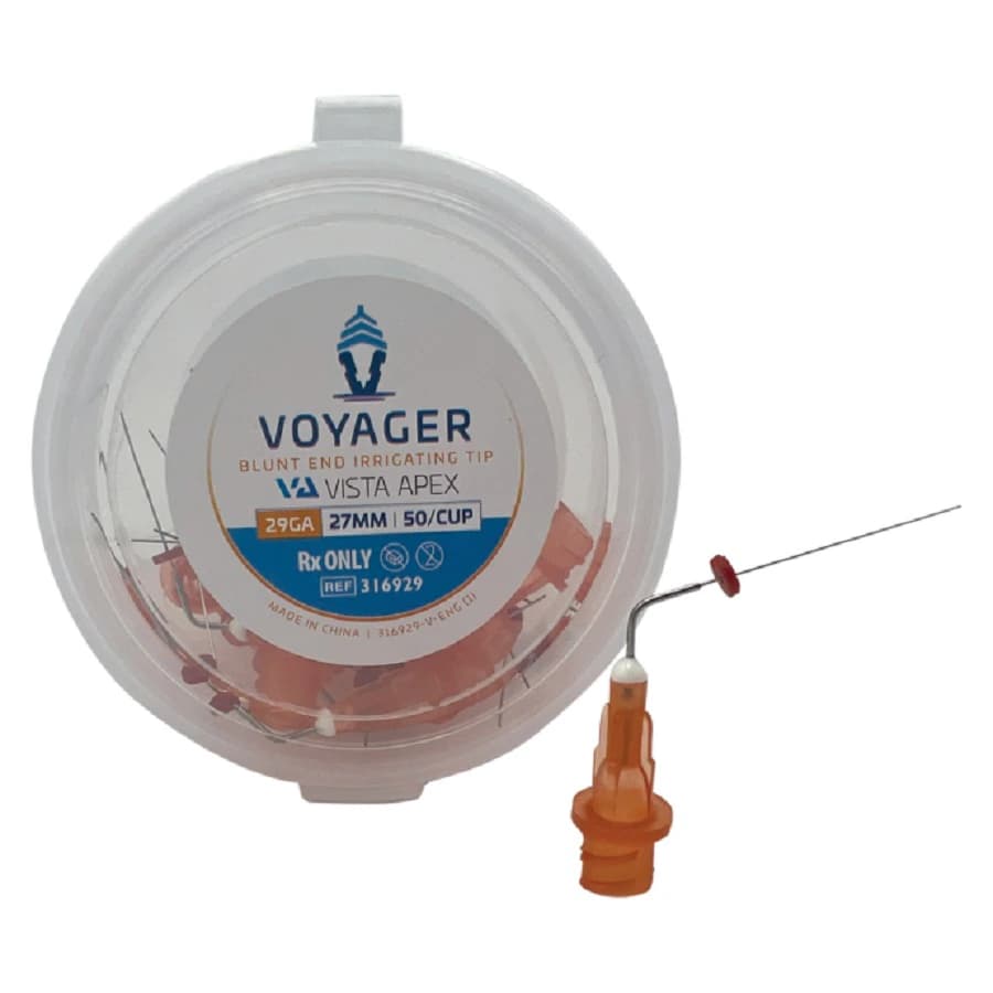 Voyager Endo Irrigating Tips, 29 Gauge, 27 mm, Blunt End, Orange, 50/Cup, #316929 - Voyager Endo Irrigating Tips 29ga 27mm 50/Cup Blunt End - Image 1