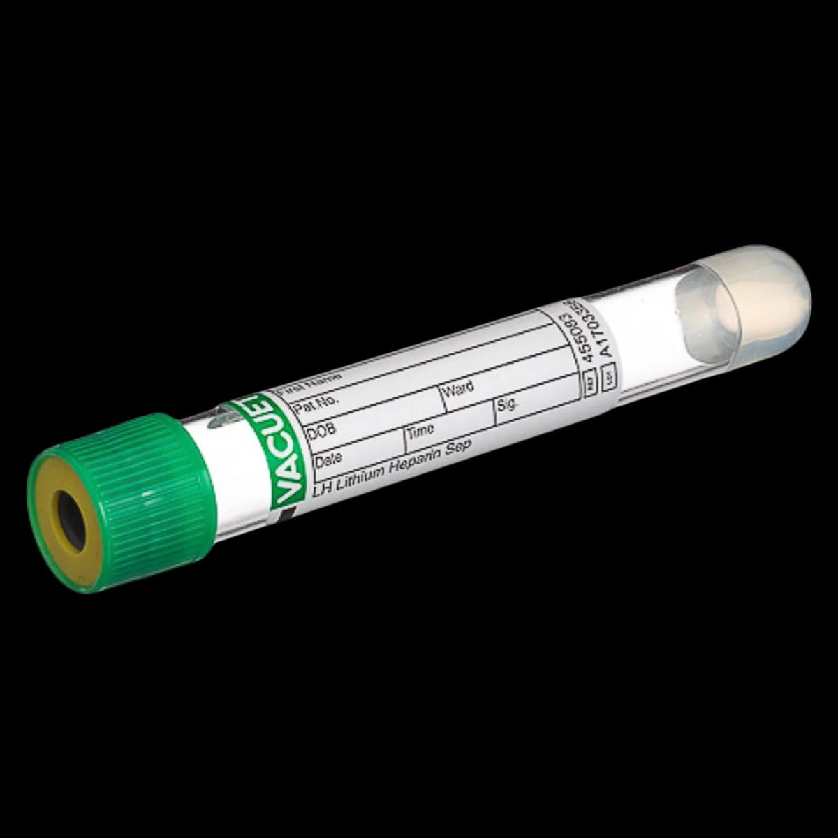 Greiner Bio-One Vacuette Venous Blood Collection Tube, Lithium Heparin, Green/Yellow Cap, 8 mL, Pull Cap, Non-Ridged, 1200/Case - Tube Lithium-Heparin Green Top - Image 1