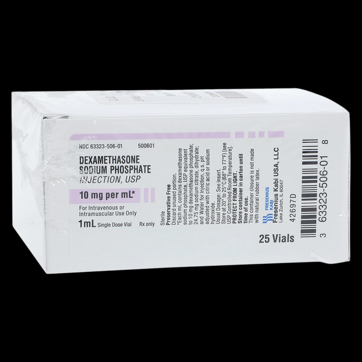Dexamethasone Sodium Phosphate Injection, 10mg/mL, Preservative Free, Single Dose Vial, 1mL, 25/Box - Dexamethasone Inj SDV PF 1mL - Image 1