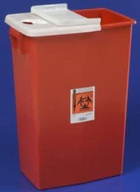 Cardinal Health Sharps Container, 12 Gallon, Red, Sliding Lid with Gasket Locking Tabs, 10/Case - Sharps Cont Vertical w/Gasket - Image 1