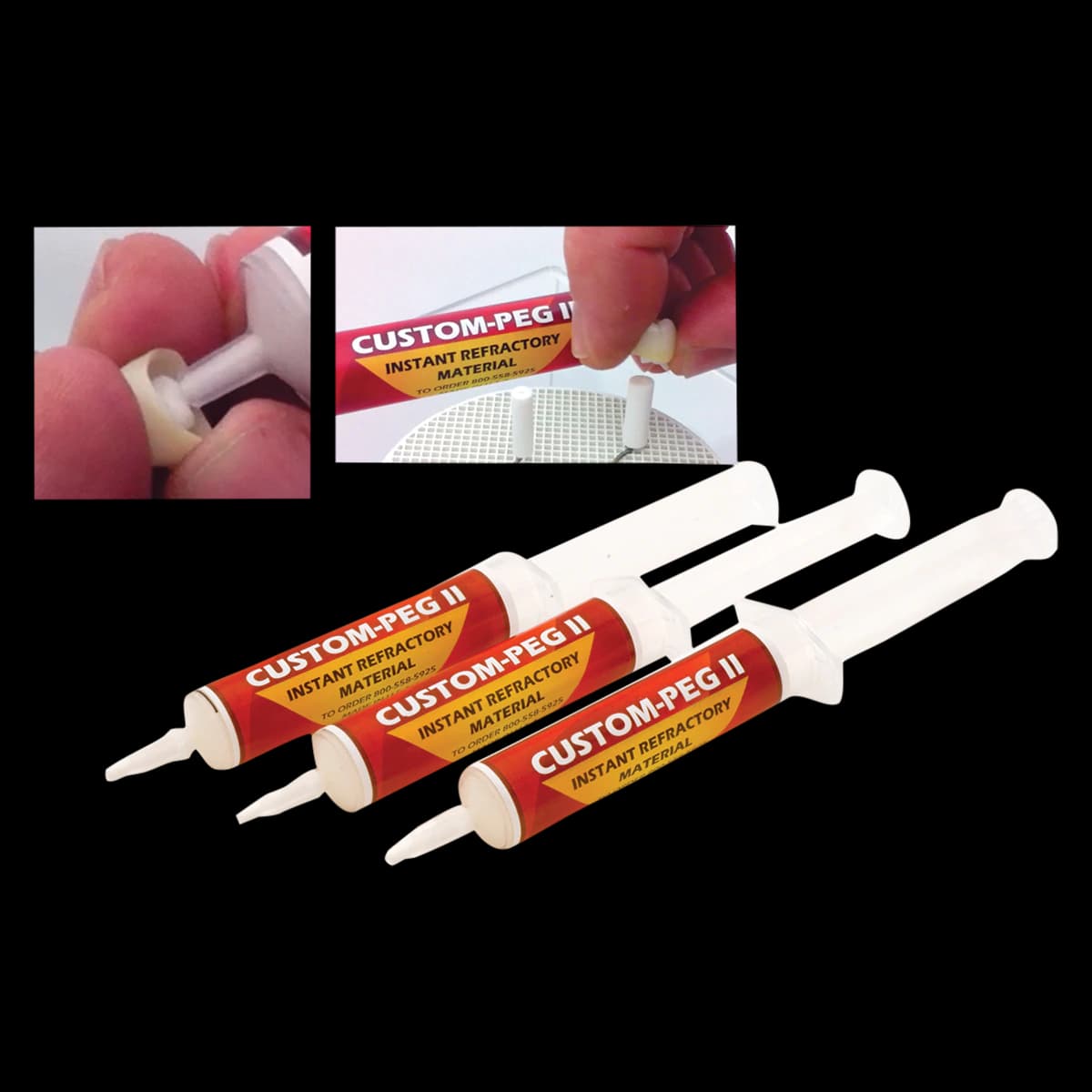 Custom Peg II Instant Refractory Material, 12cc, Pack of 3 - Custom Peg-2 12cc Pack of 3 - Image 1