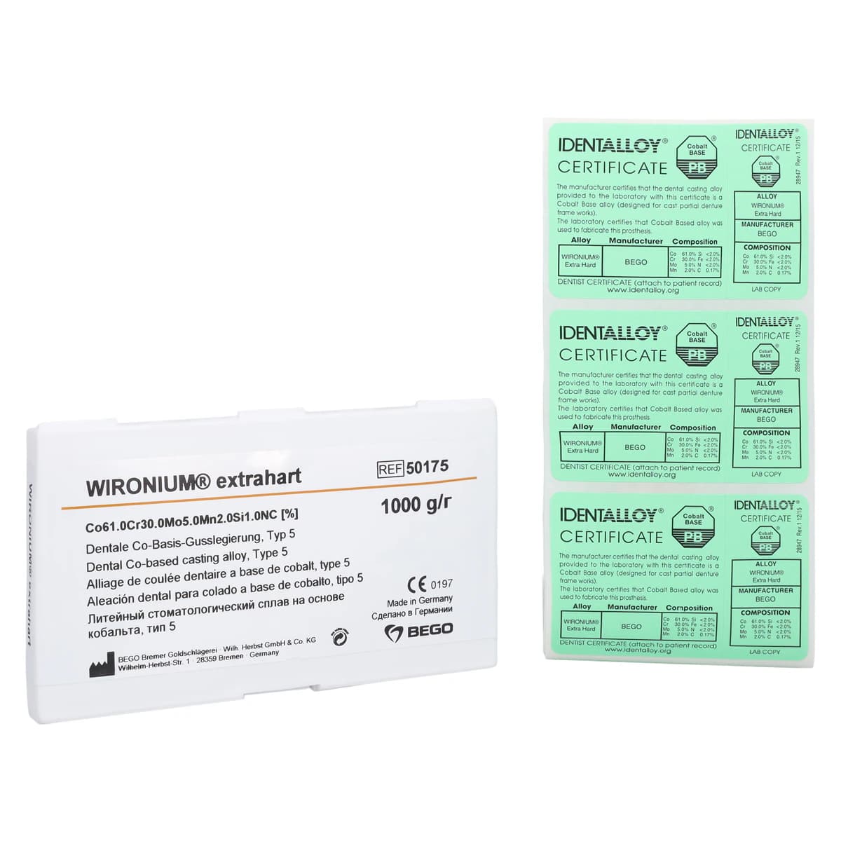 Wironium Extrahard Denture Alloy, 1000 g - Wironium Extrahard - Image 1