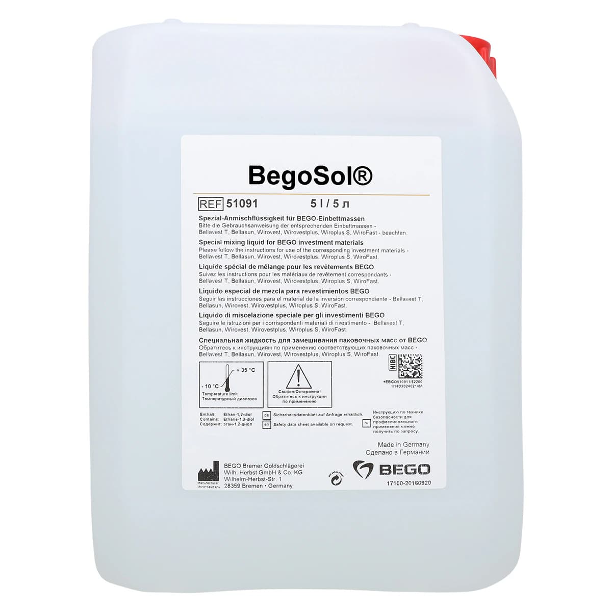 BegoSol® Mixing Liquid, 5 Liter Bottle - BegoSol® Mixing Liquid 5Liters - Image 1