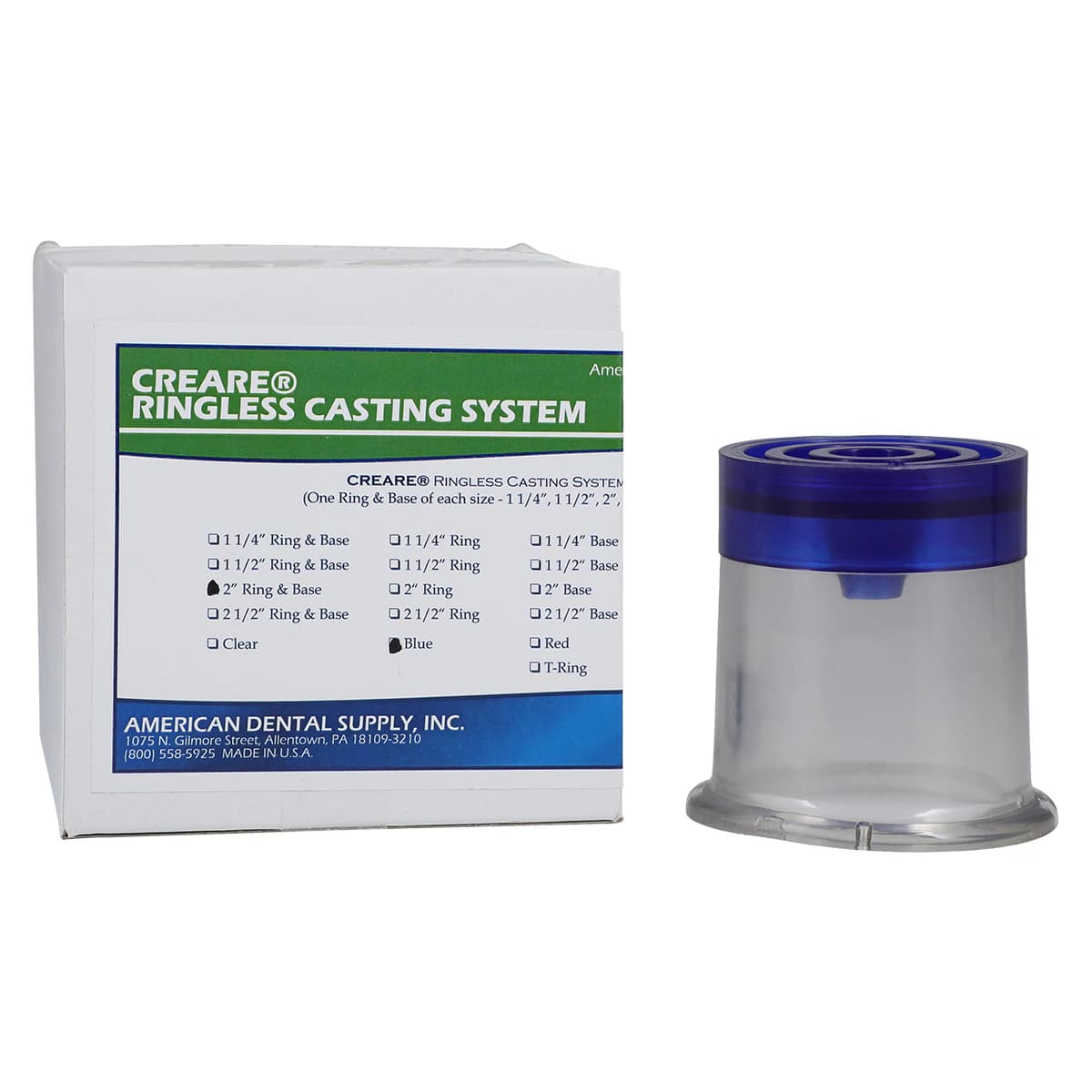 Creare Ring and Base Blue 2" - Clear Ring with Blue Base, Each - Creare Ring and Base Blue 2" - Image 1