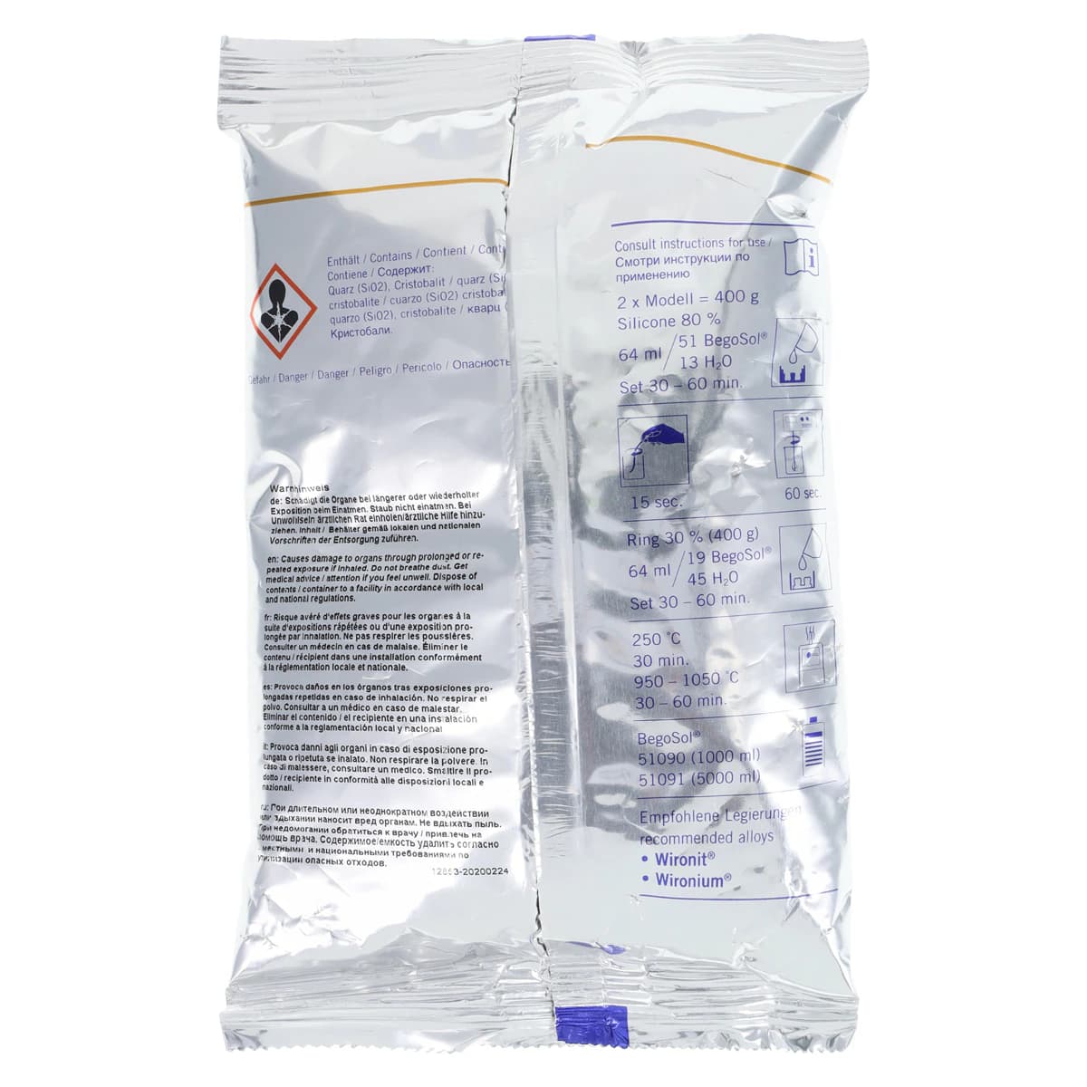 Wiroplus S Partial Denture Precision Investment Material, 400 g Packets, 45/Case thumbnail 3