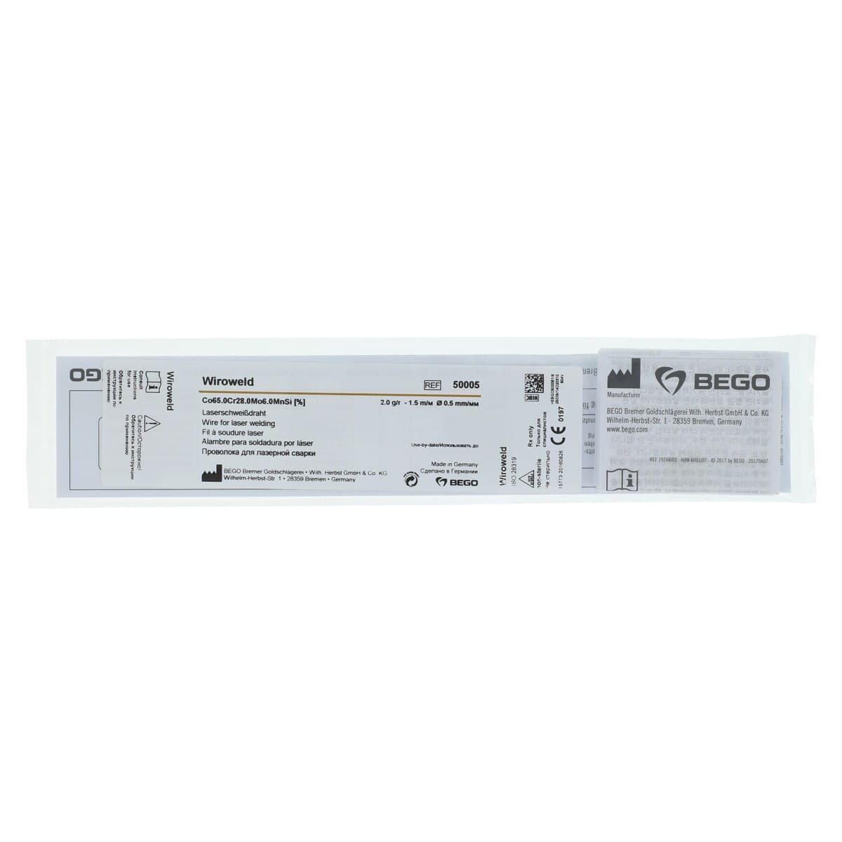 Bego Wiroweld Laser Welding Wire, CoCrMo C-Free, 0.50 mm x 1.5 m (2 g) thumbnail 2
