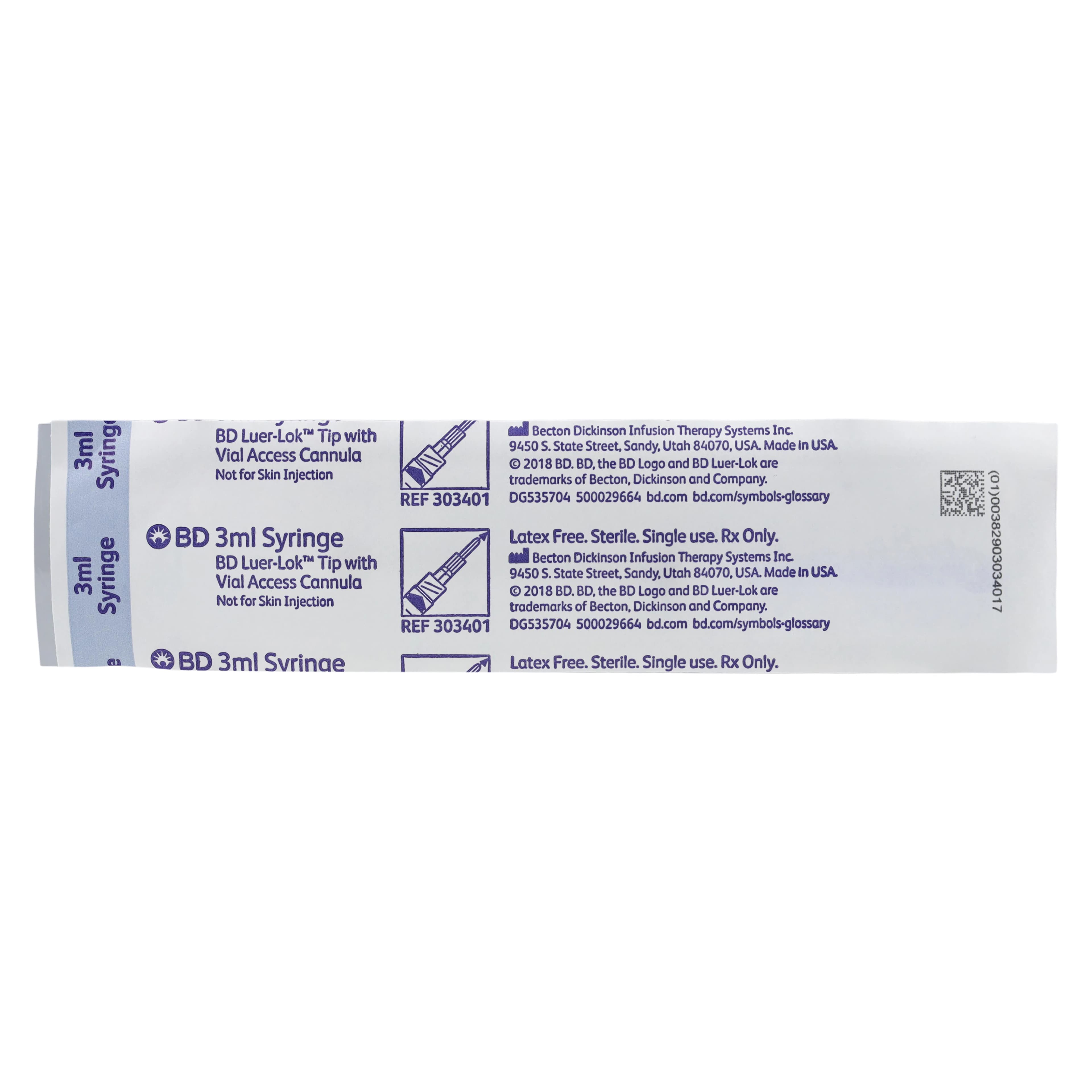 Becton-Dickinson Interlink Hypodermic Syringe with Cannula, Sterile, 3cc, Blue, Latex-Free, 100/Box thumbnail 2