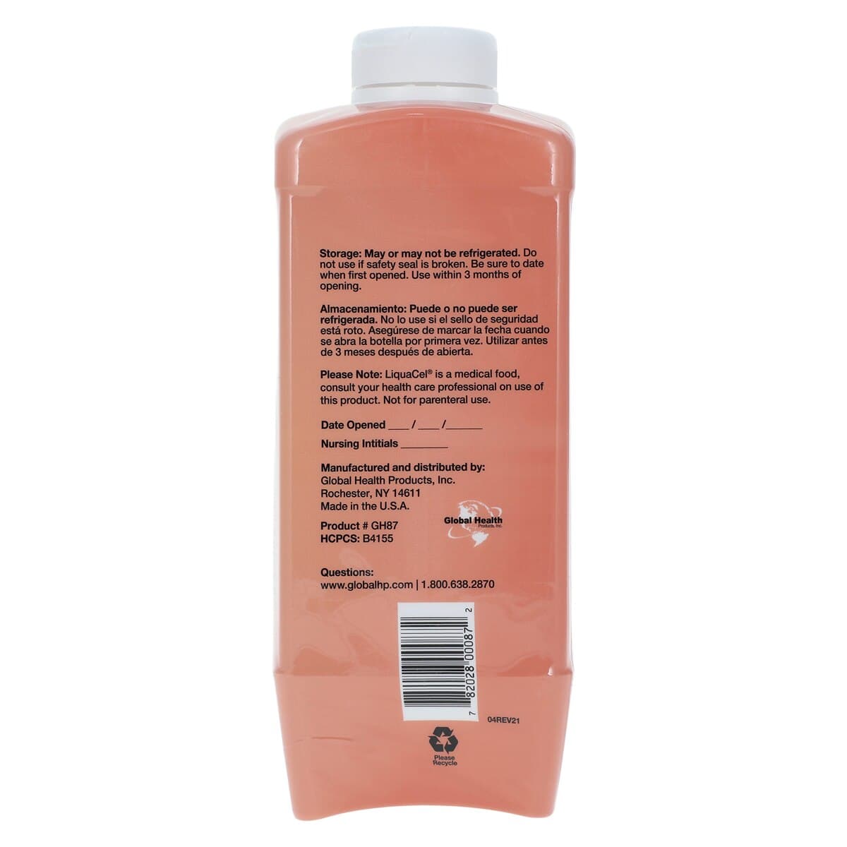 LiquaCel Protein Drink, Peach Mango, 32 oz Bottle, 6/Case thumbnail 3