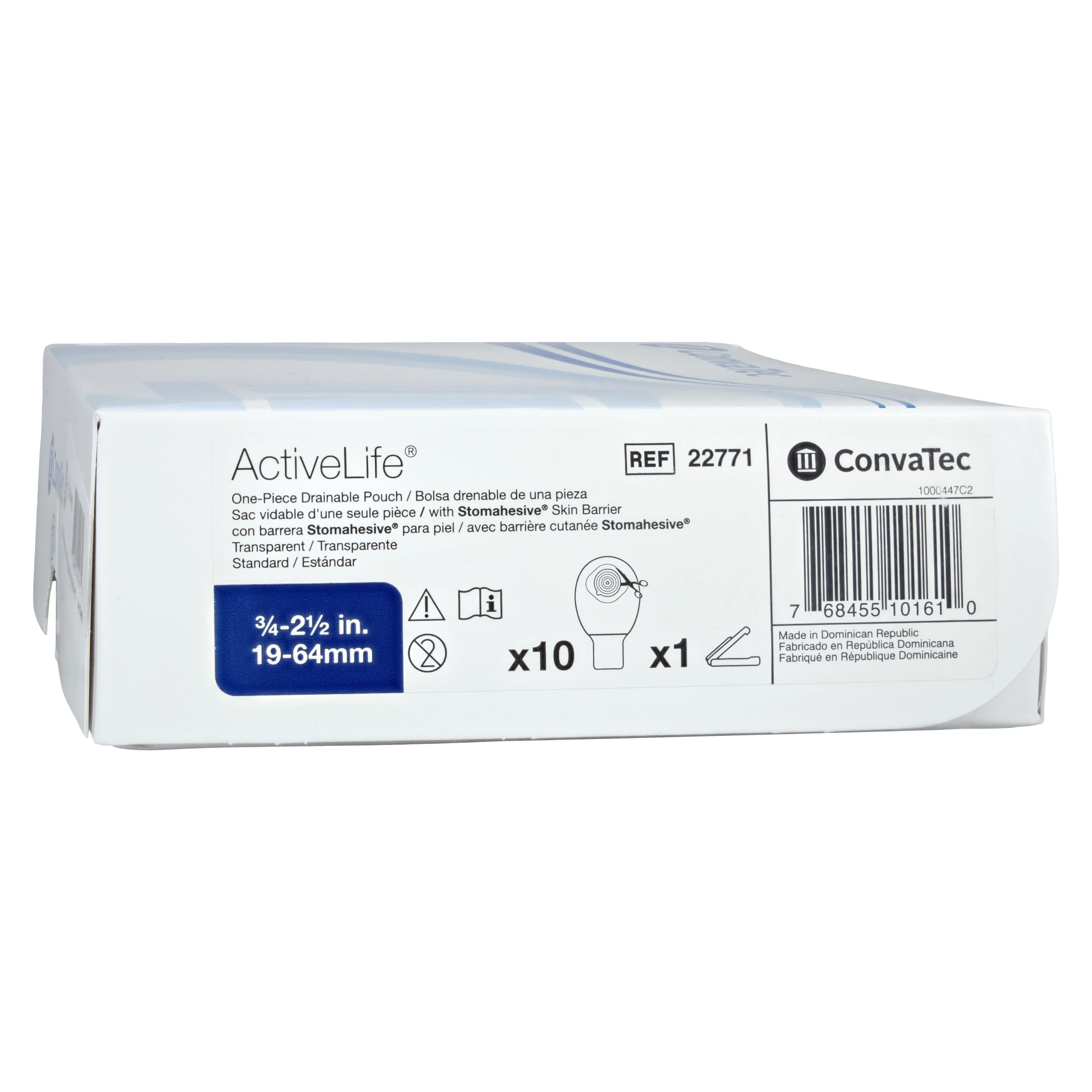 ConvaTec ActiveLife Stomahesive 1-Piece Transparent Cut-to-Fit Ostomy Pouch, 12" - Active Life Custom Pouch - Image 1
