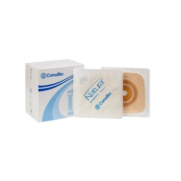 ConvaTec Sur-Fit Natura Stomahesive Skin Barrier, Tan, 4x4" - Sur-Fit Nat Flex Tan Coll - Image 1