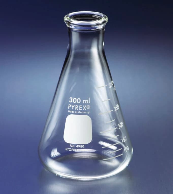 Pyrex Erlenmeyer Flask, Borosilicate Glass, Narrow Mouth, Assorted Sizes, 5/Case - Flask Erlenmeyer 5 Asst Sizes - Image 1